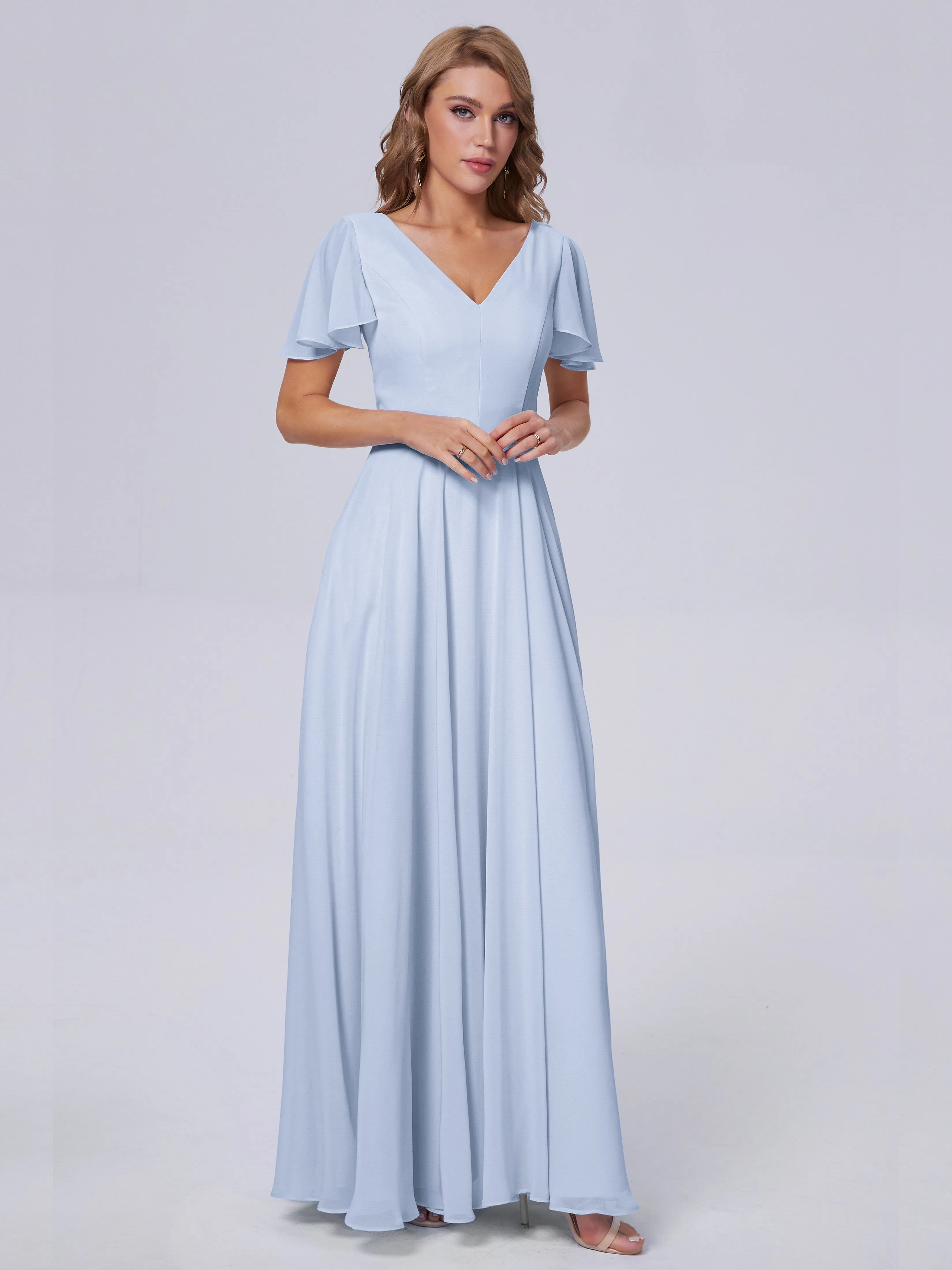 Anastasia Short Sleeves Chiffon Bridesmaid Dresses