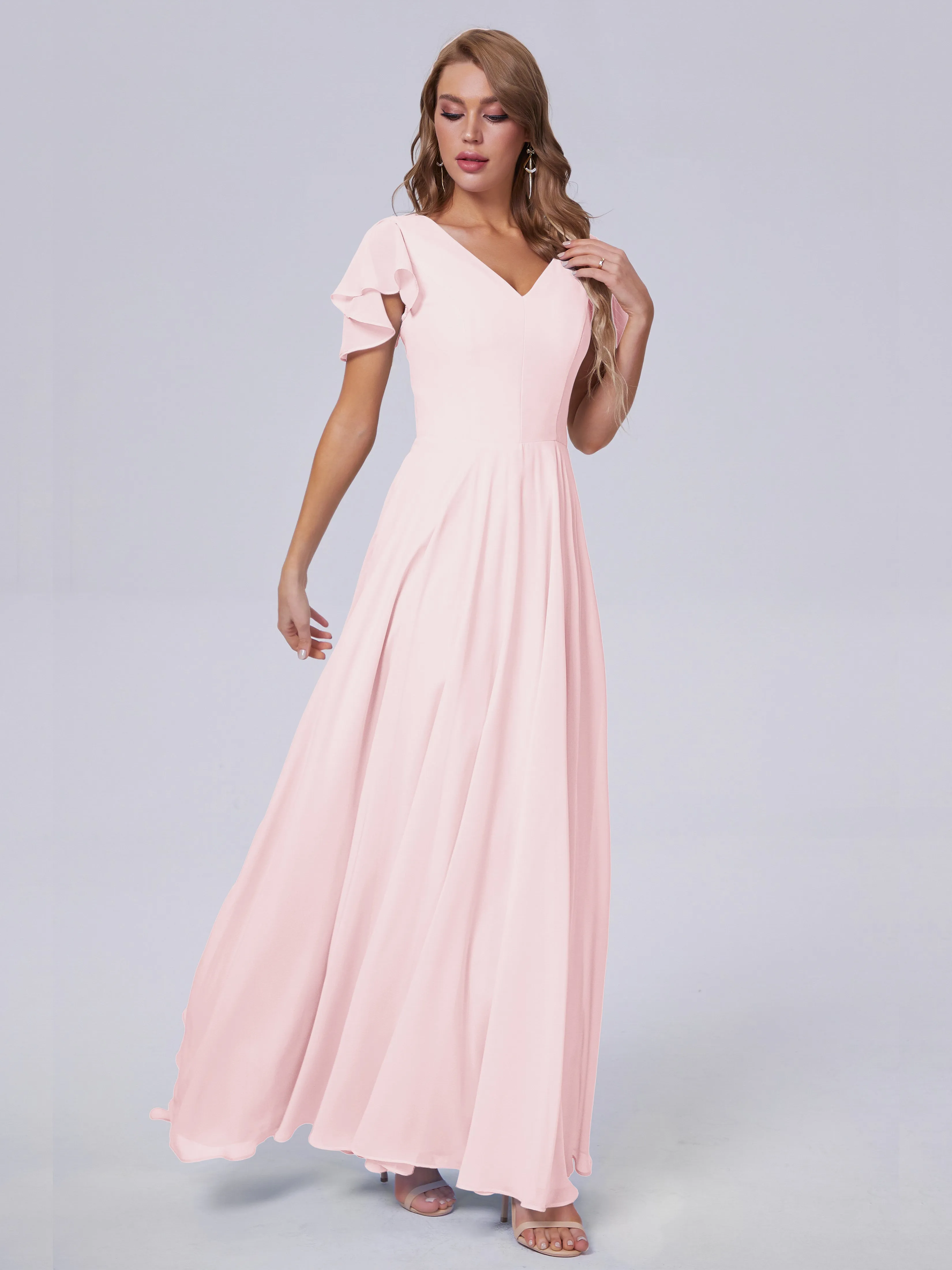 Anastasia Short Sleeves Chiffon Bridesmaid Dresses