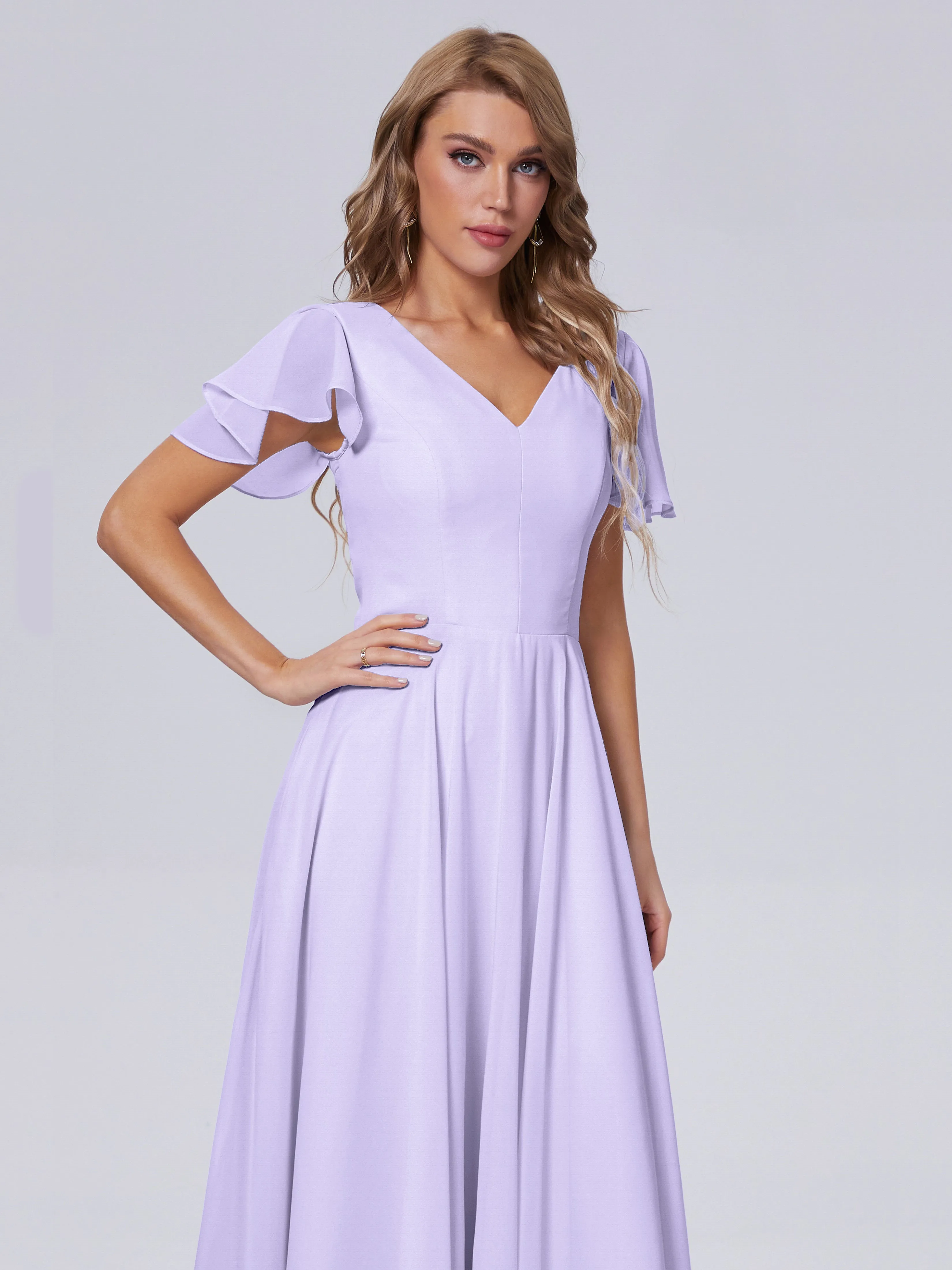 Anastasia Short Sleeves Chiffon Bridesmaid Dresses