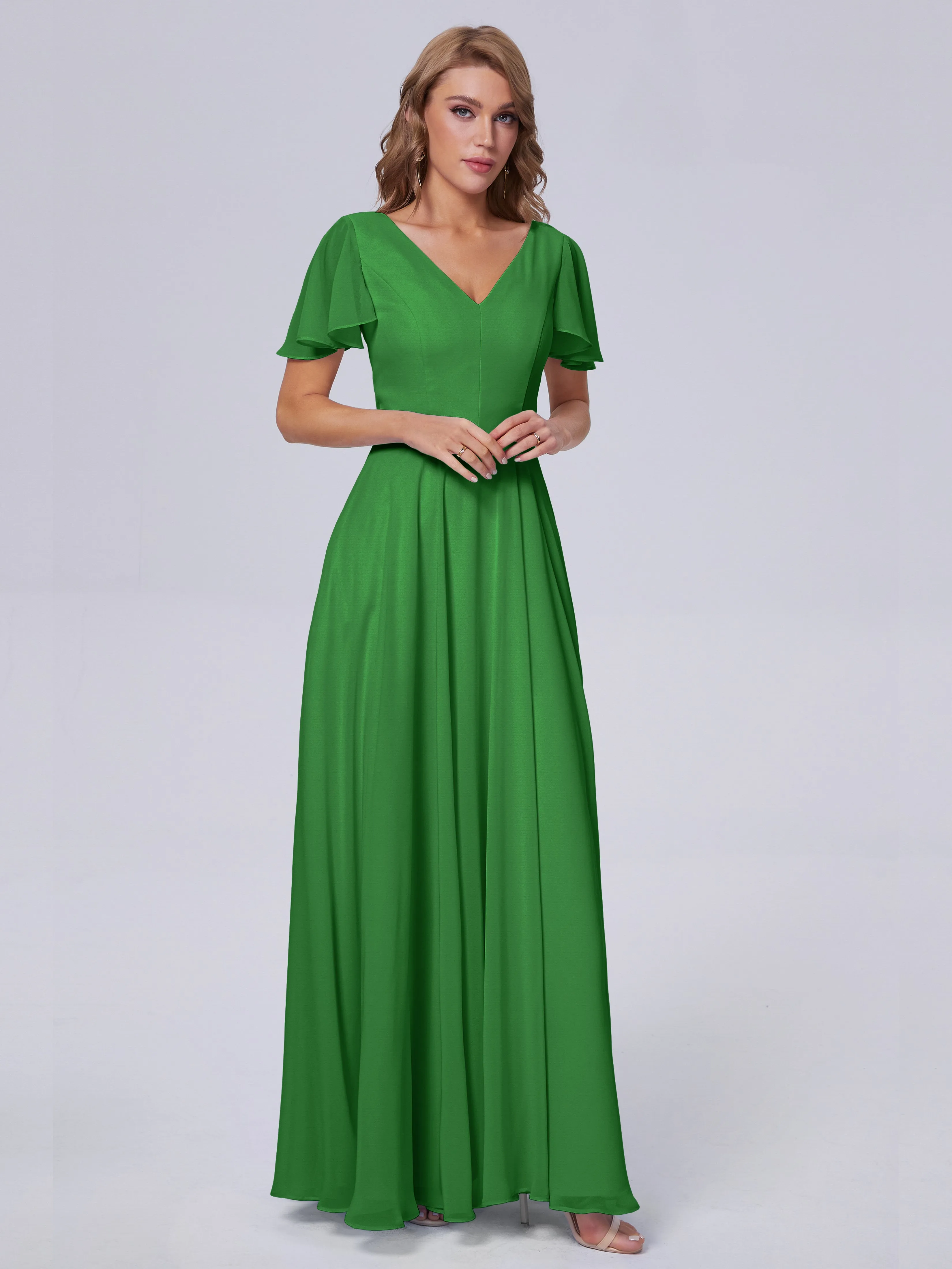 Anastasia Short Sleeves Chiffon Bridesmaid Dresses