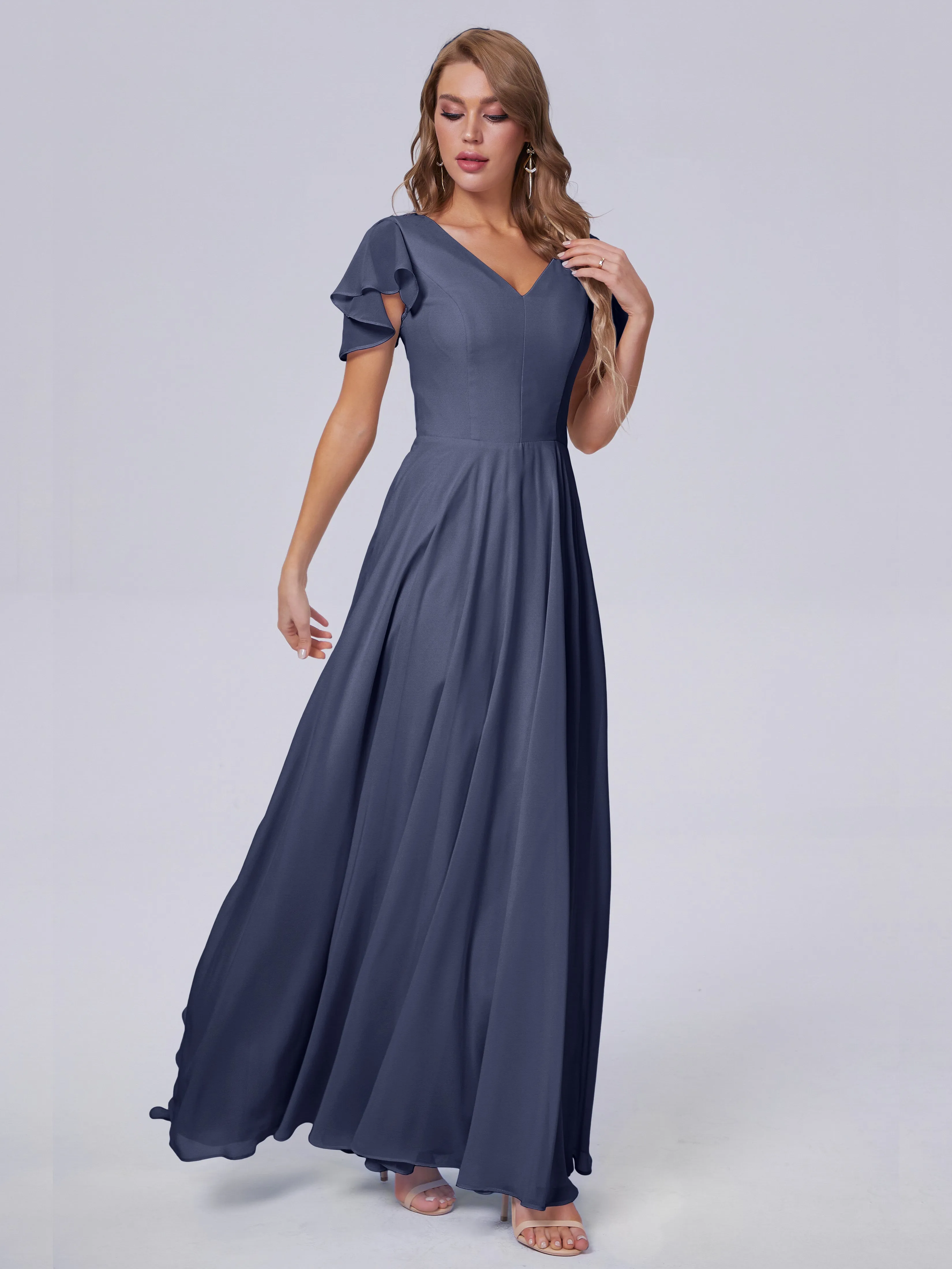 Anastasia Short Sleeves Chiffon Bridesmaid Dresses