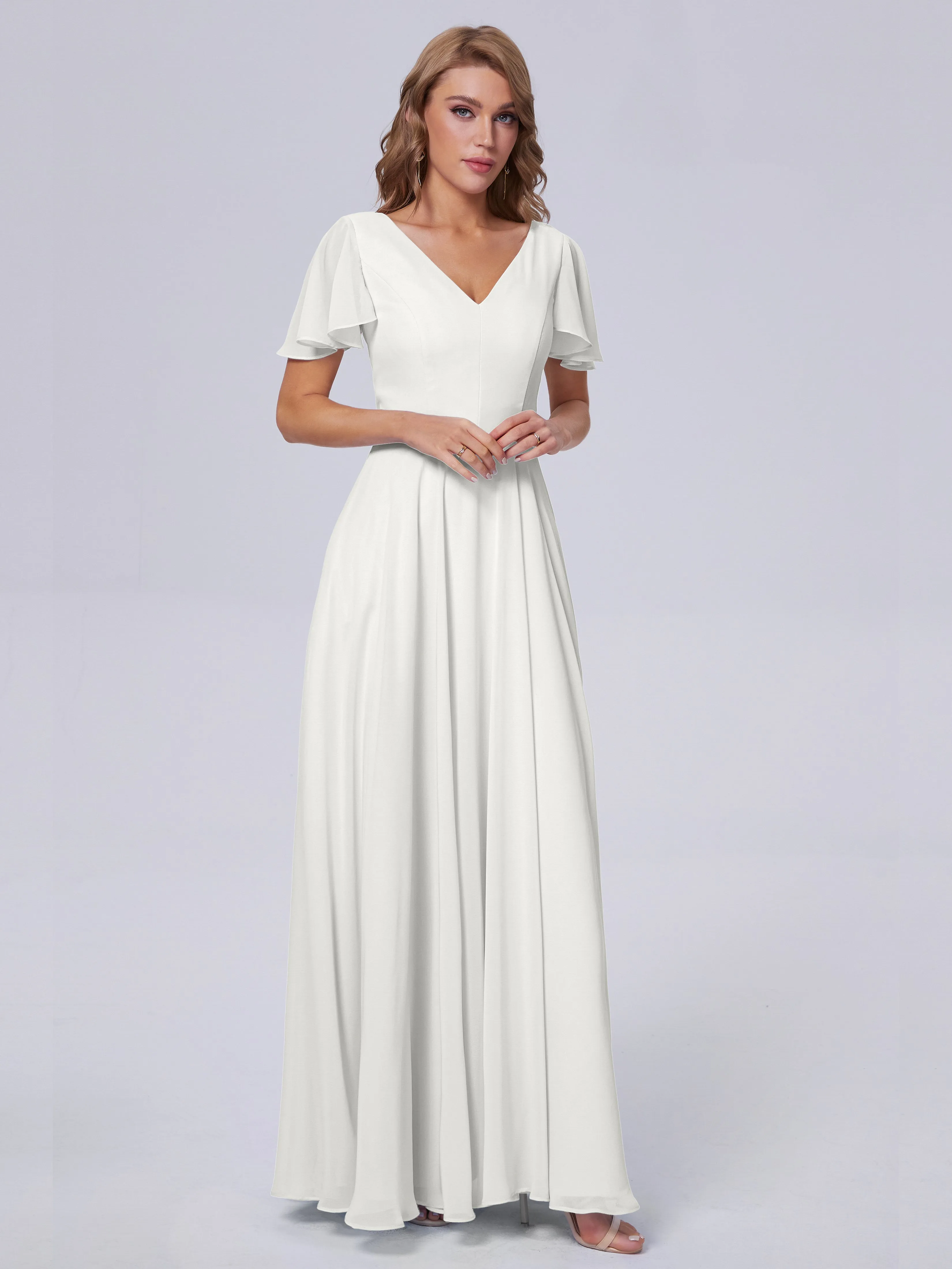 Anastasia Short Sleeves Chiffon Bridesmaid Dresses