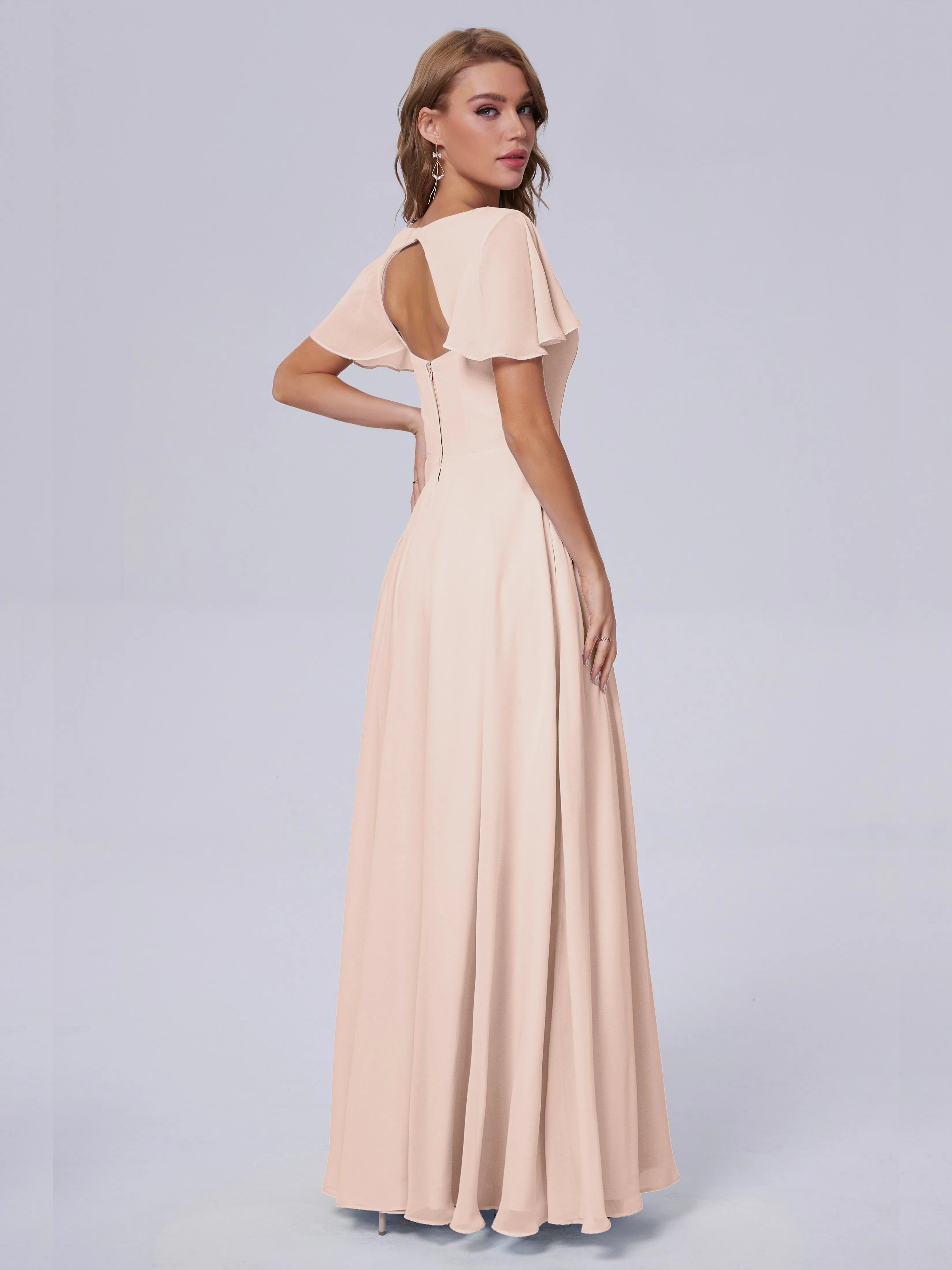 Anastasia Short Sleeves Chiffon Bridesmaid Dresses