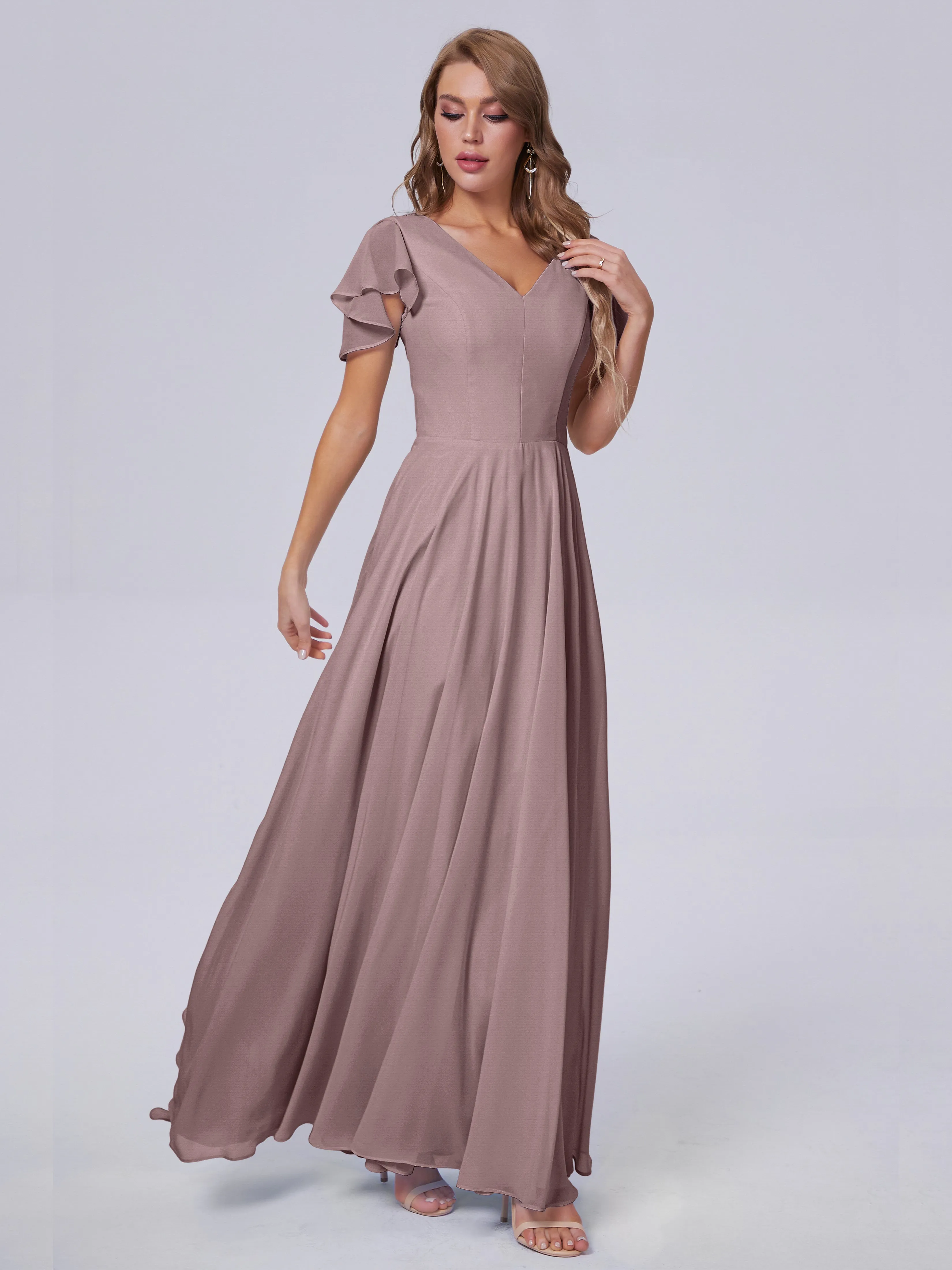 Anastasia Short Sleeves Chiffon Bridesmaid Dresses