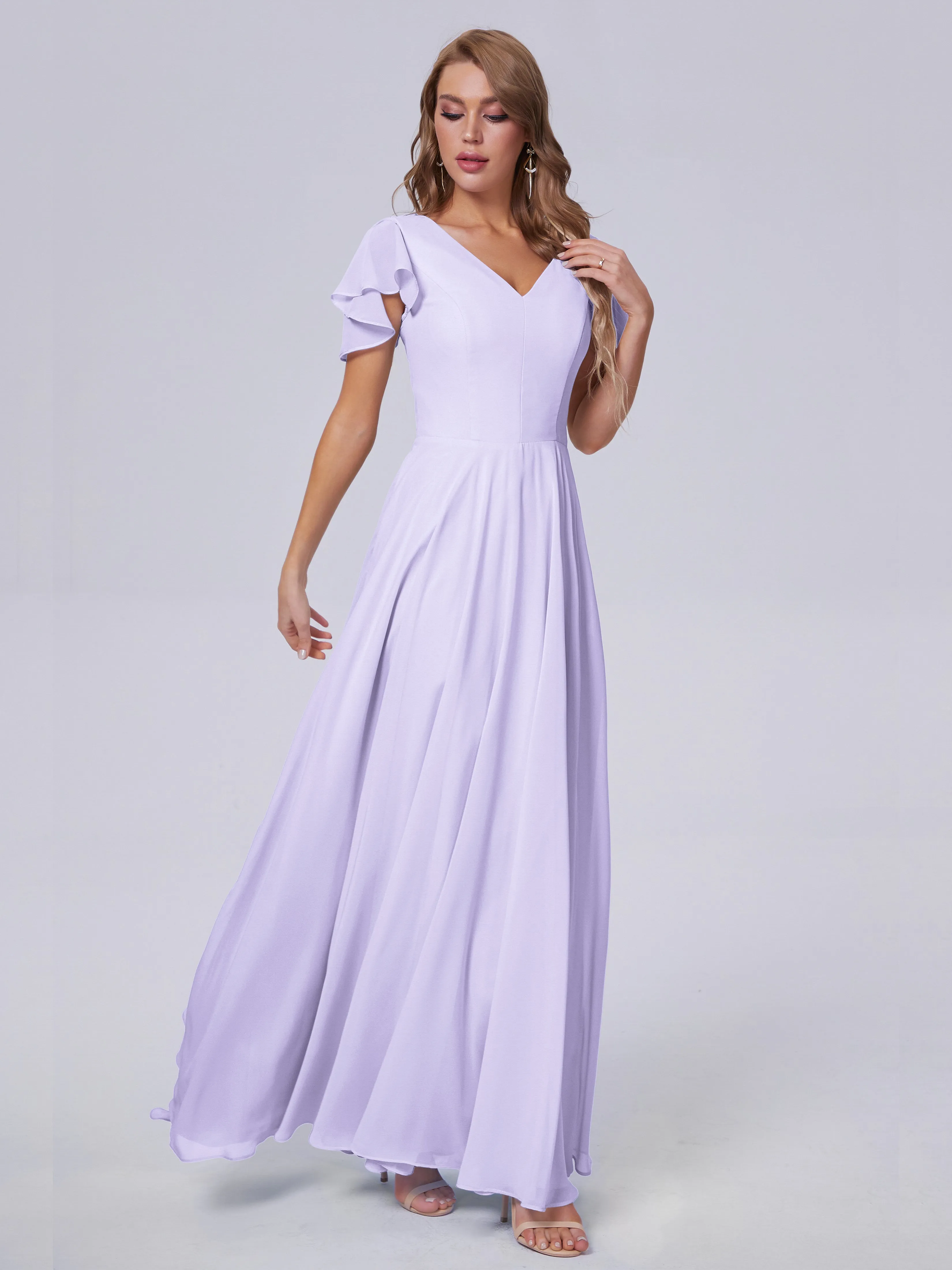 Anastasia Short Sleeves Chiffon Bridesmaid Dresses