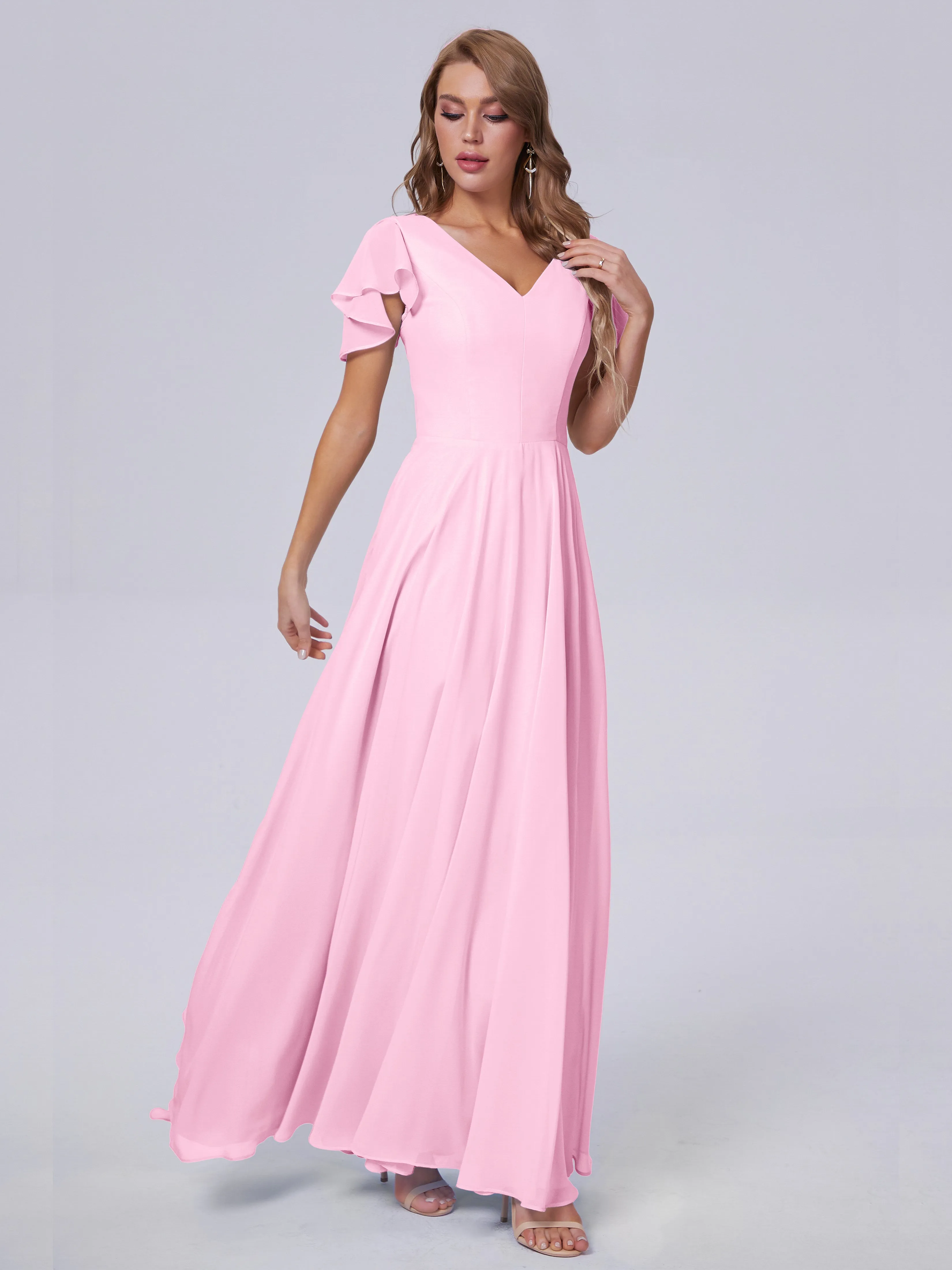 Anastasia Short Sleeves Chiffon Bridesmaid Dresses