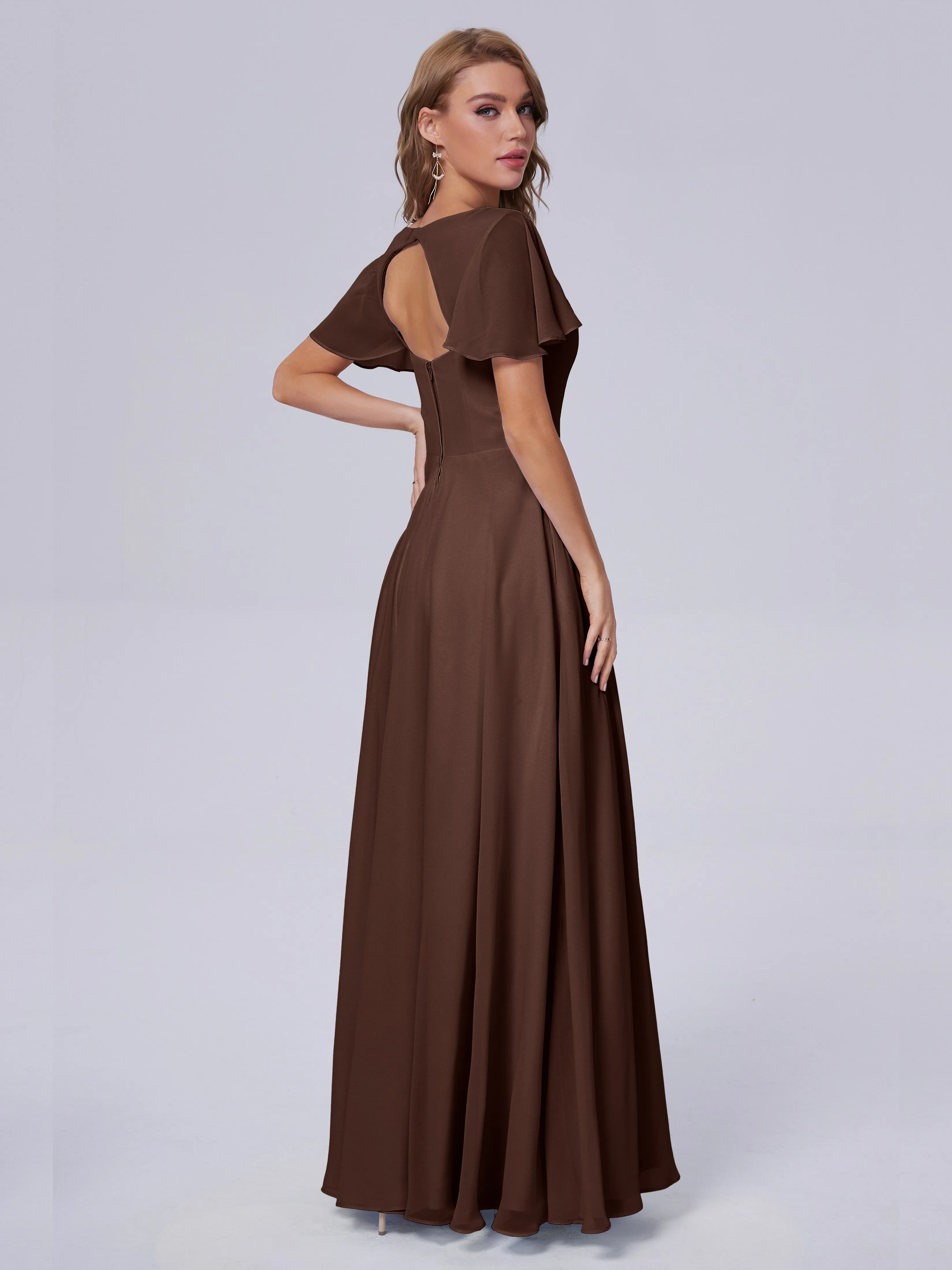 Anastasia Short Sleeves Chiffon Bridesmaid Dresses