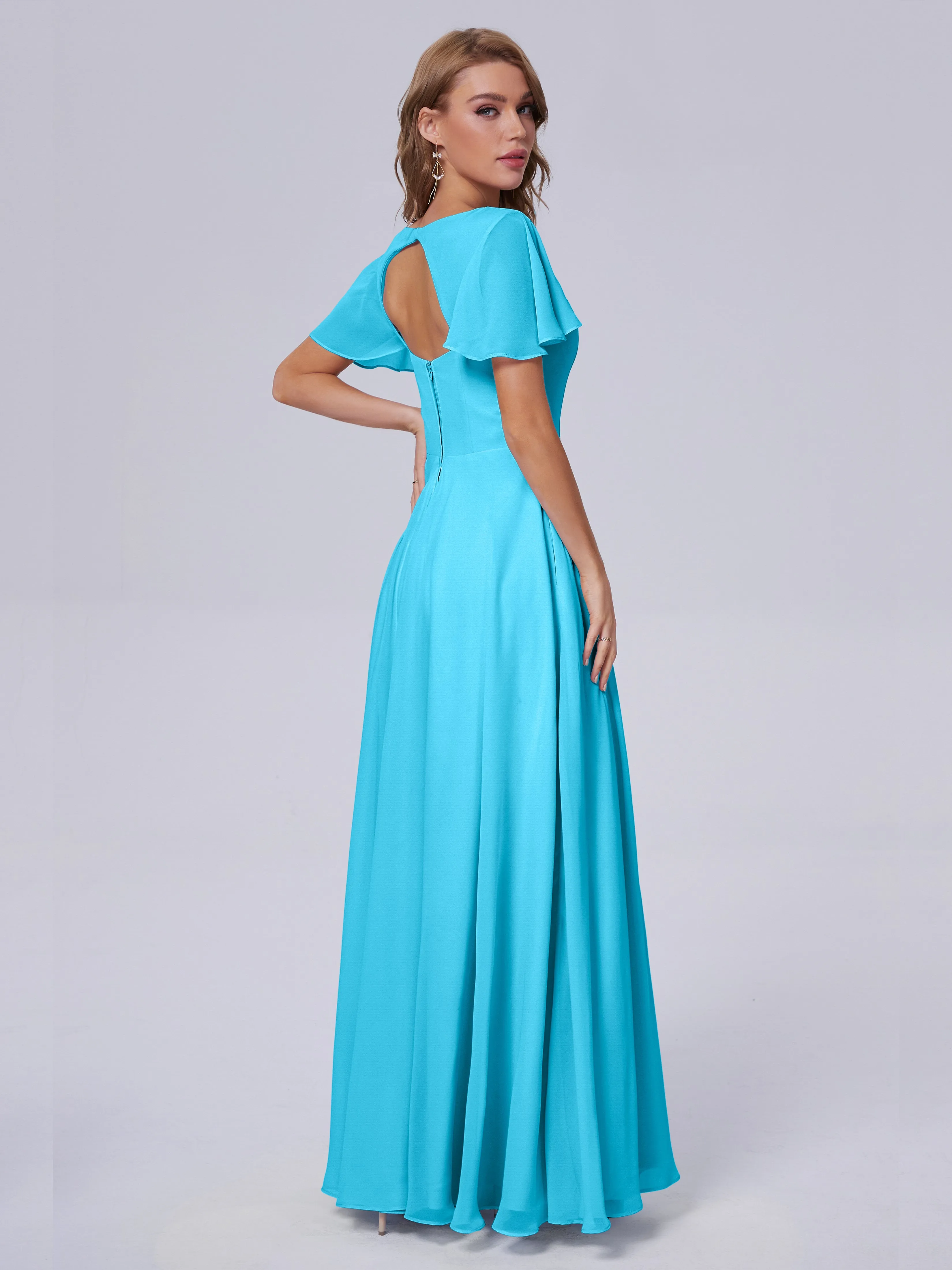 Anastasia Short Sleeves Chiffon Bridesmaid Dresses