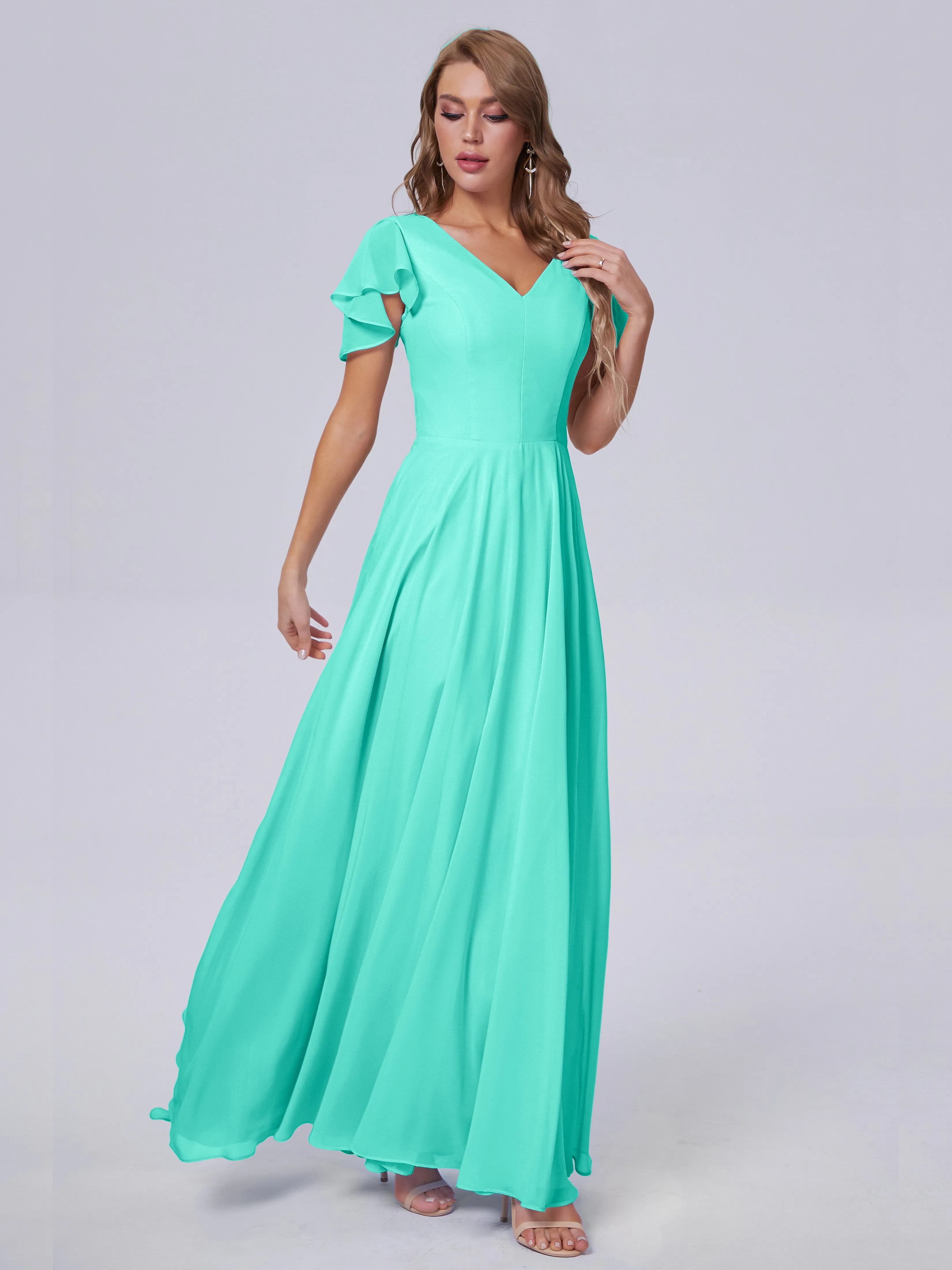 Anastasia Short Sleeves Chiffon Bridesmaid Dresses