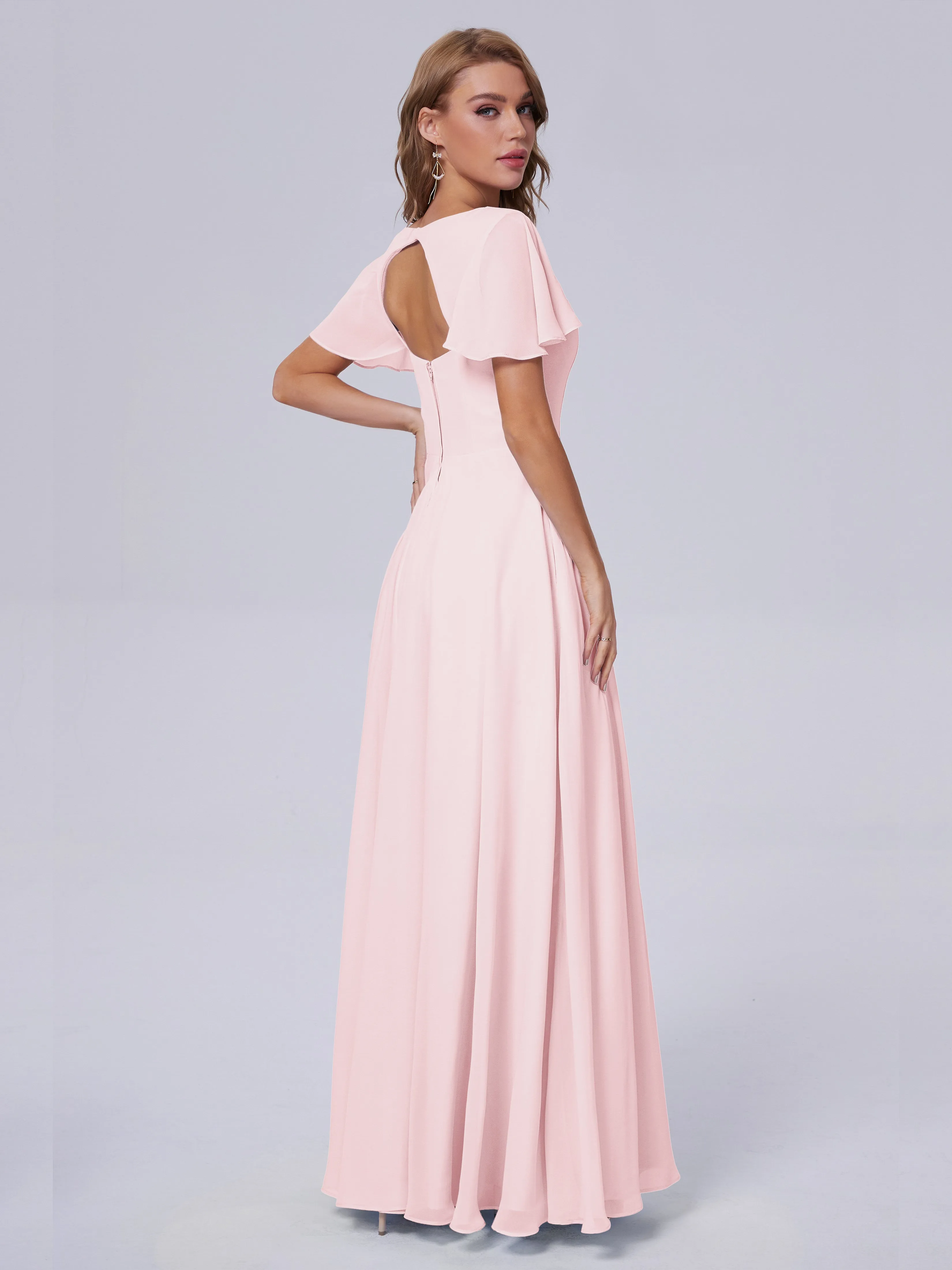 Anastasia Short Sleeves Chiffon Bridesmaid Dresses