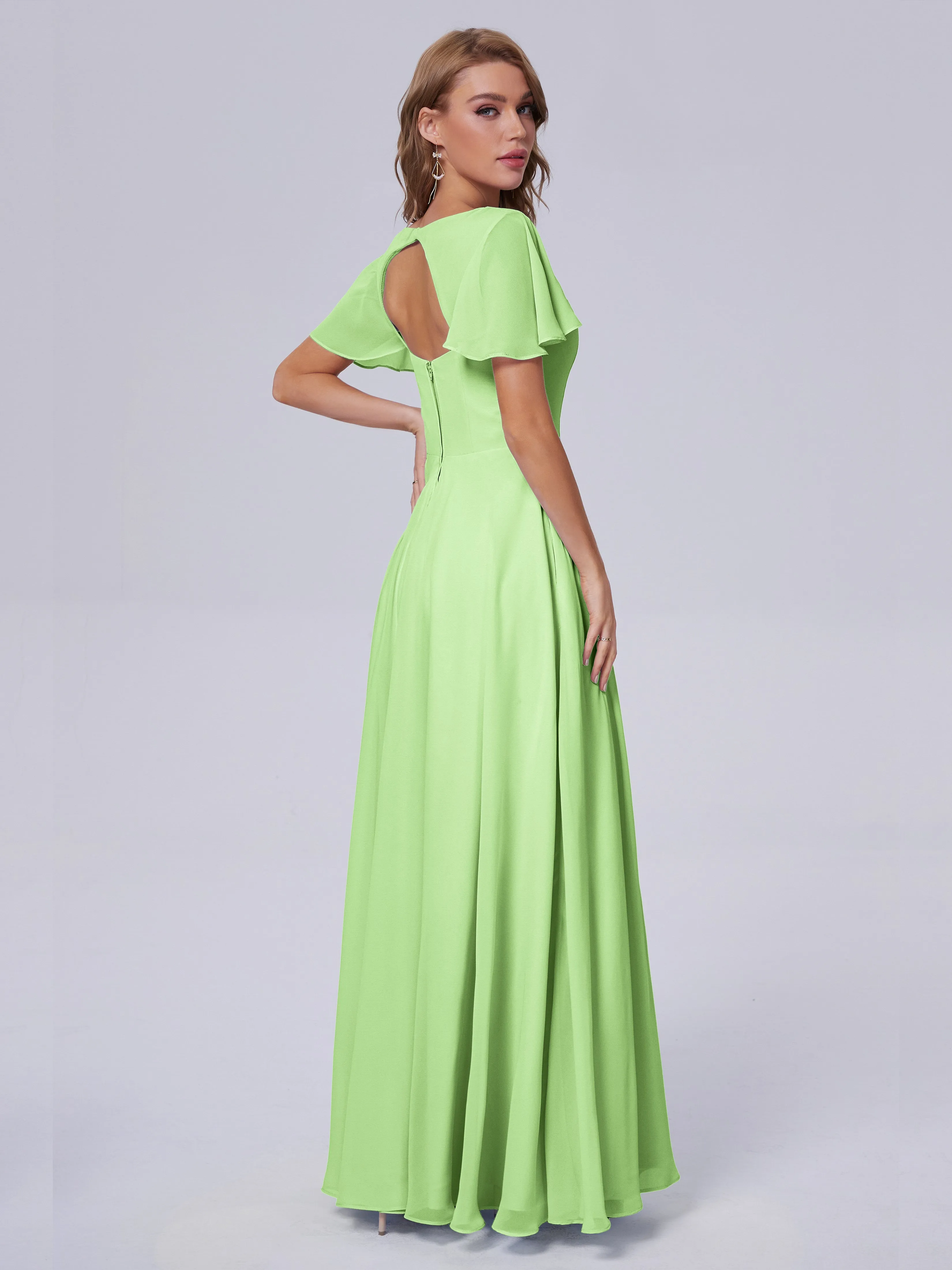 Anastasia Short Sleeves Chiffon Bridesmaid Dresses