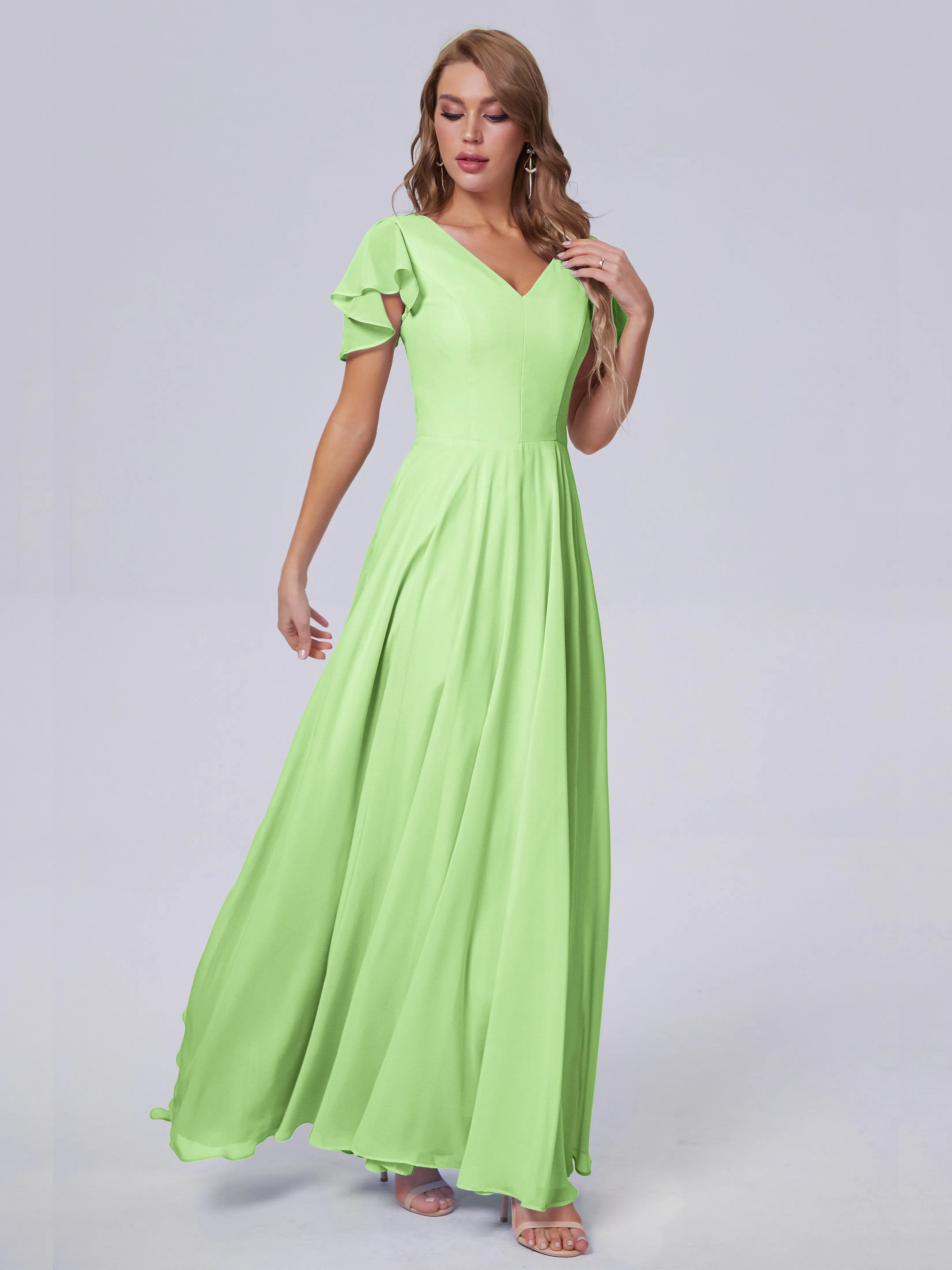 Anastasia Short Sleeves Chiffon Bridesmaid Dresses