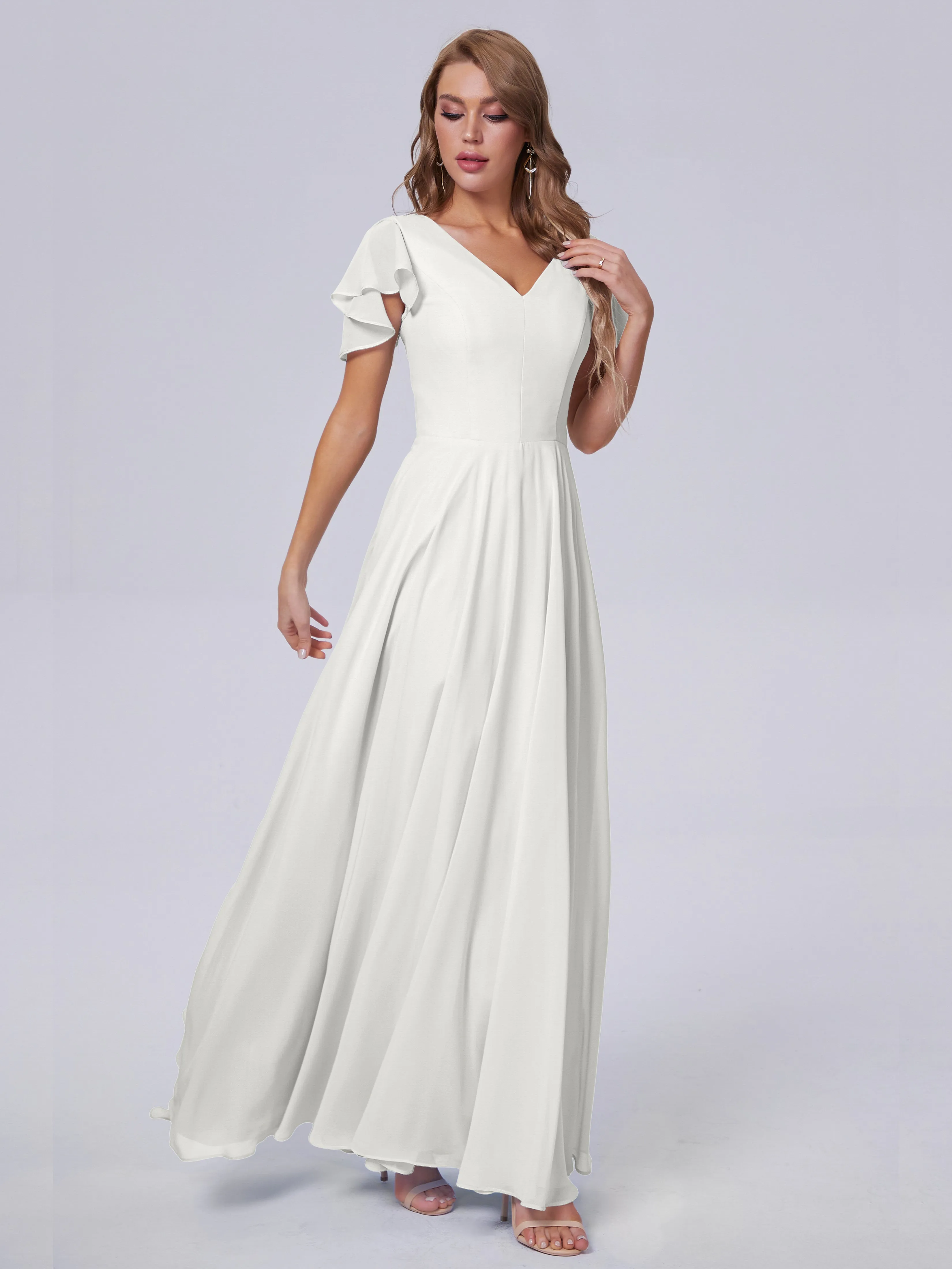 Anastasia Short Sleeves Chiffon Bridesmaid Dresses