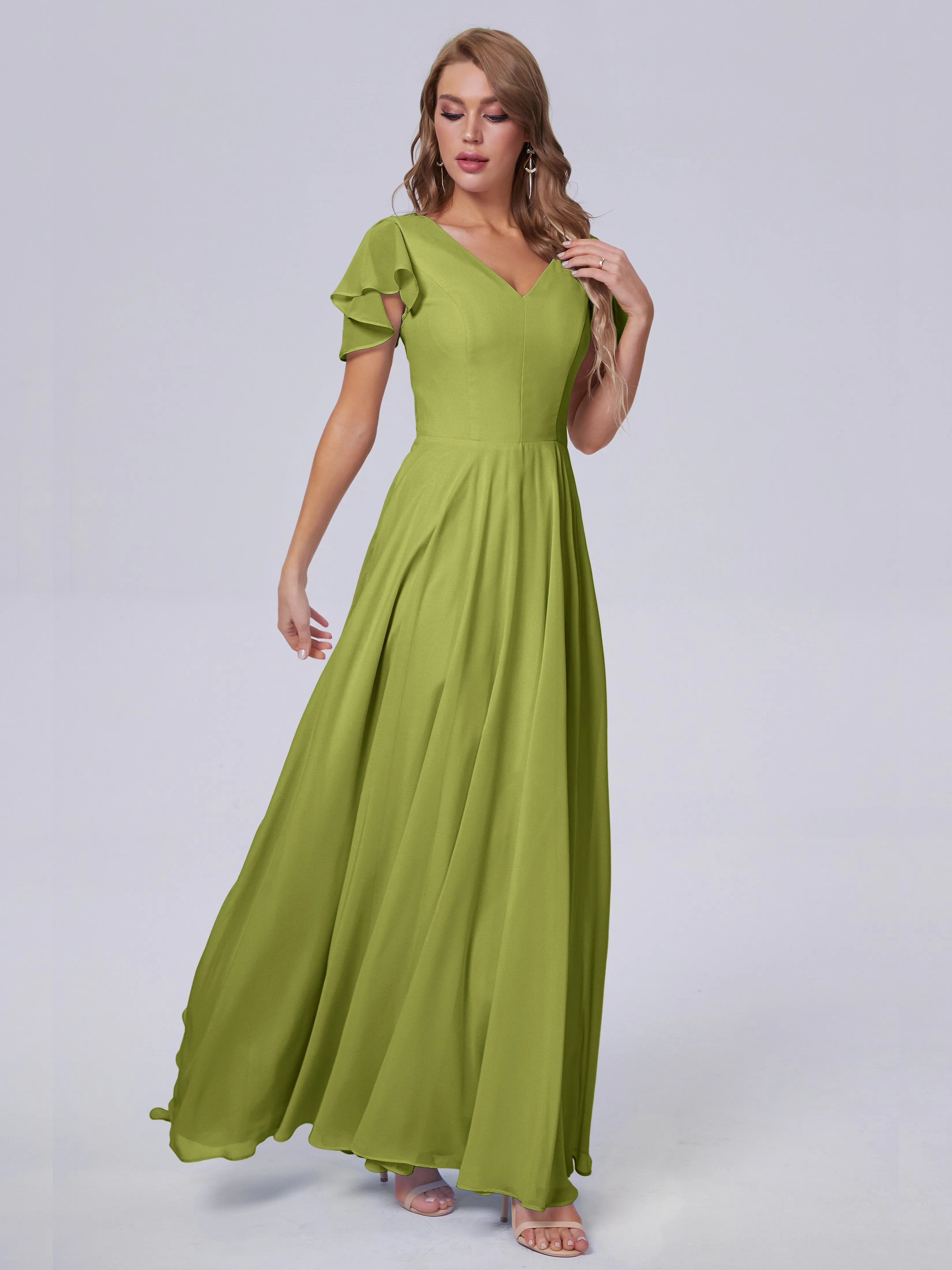 Anastasia Short Sleeves Chiffon Bridesmaid Dresses