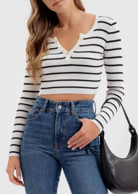 Anaya Stripe Henley Knit Top