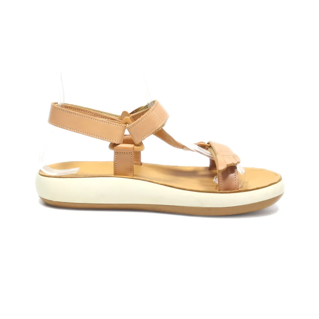 Ancient Greek Flat Sandals Leather Beige Colour For Women