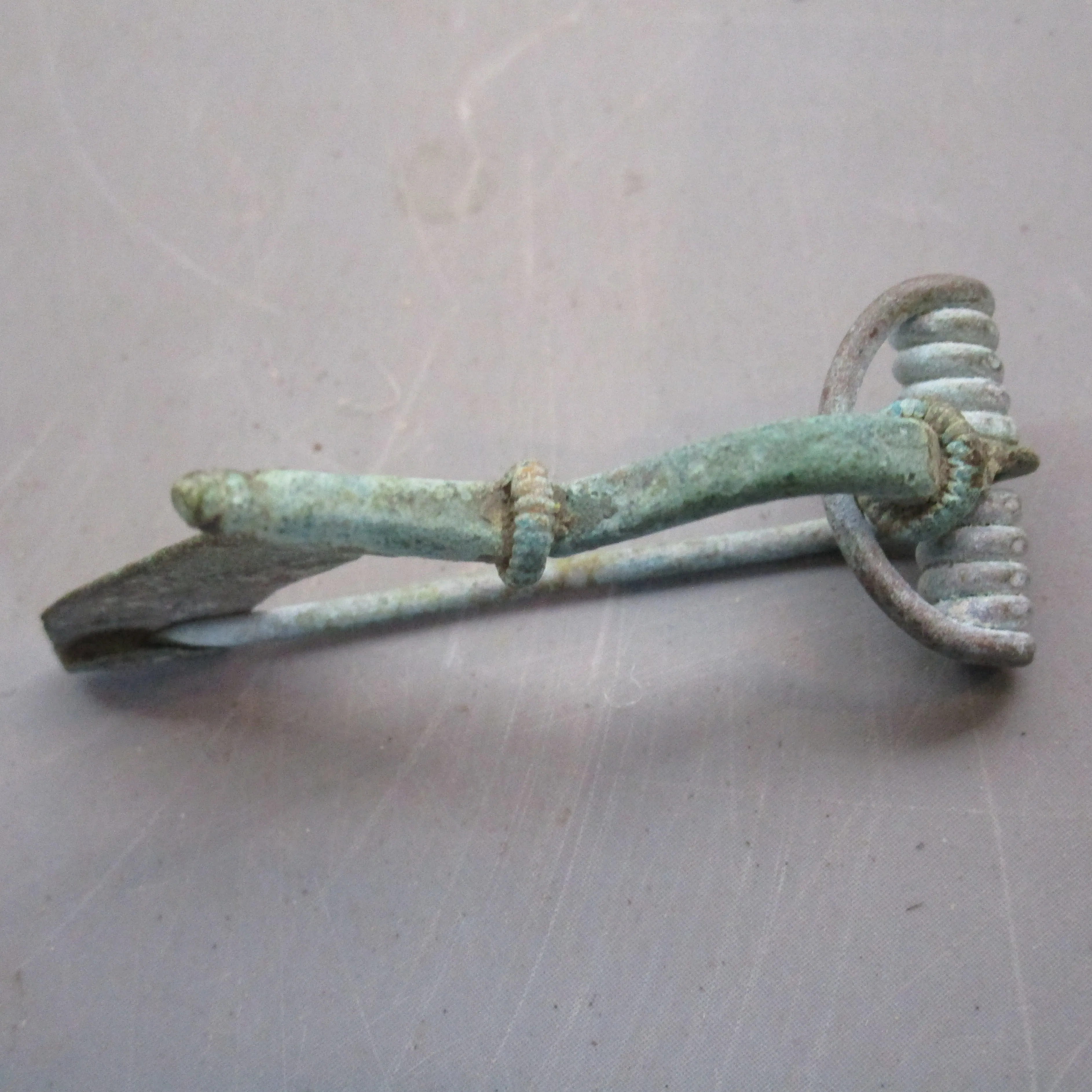 Ancient Roman Bow Brooch Pin Intact Antique 4th Century A.D.