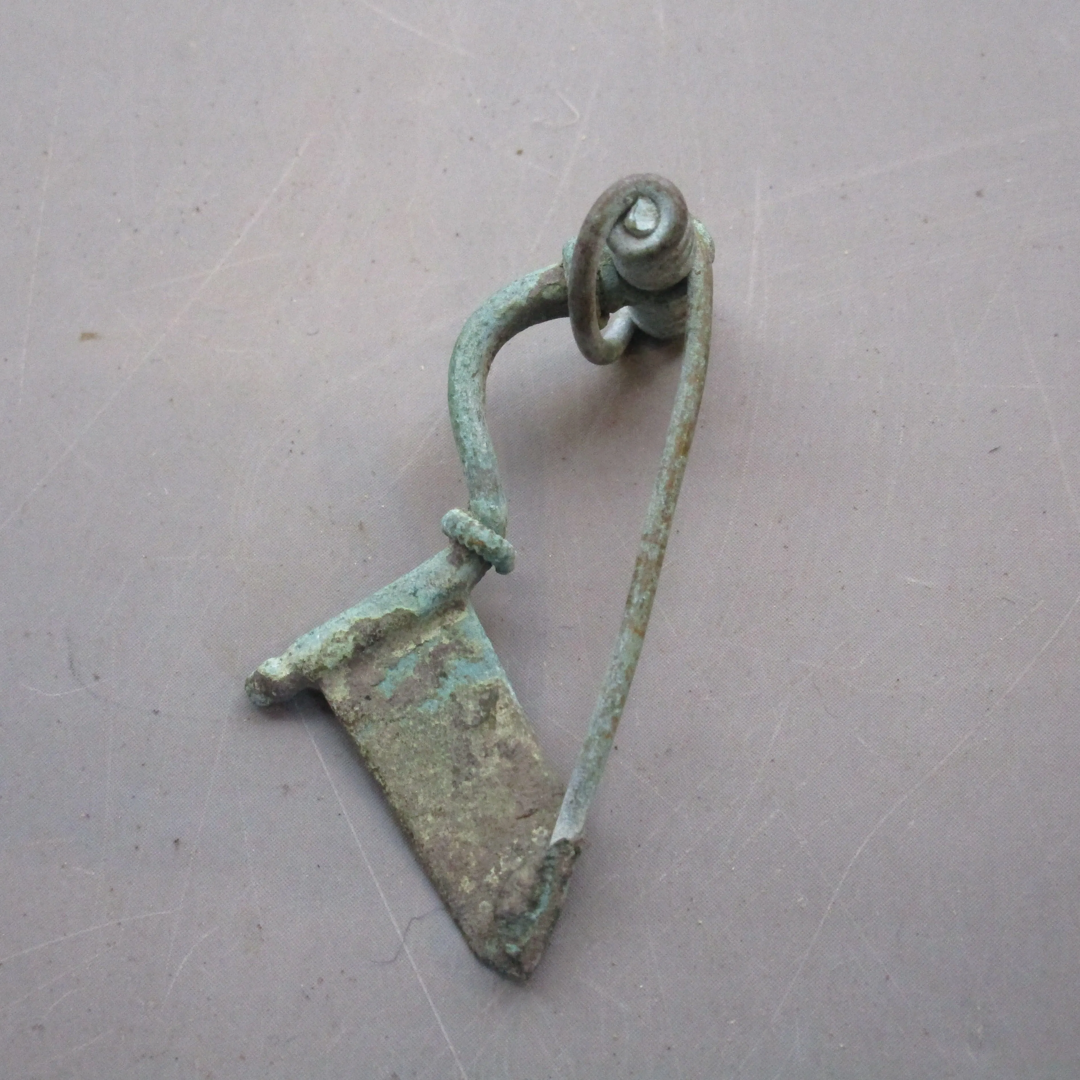 Ancient Roman Bow Brooch Pin Intact Antique 4th Century A.D.