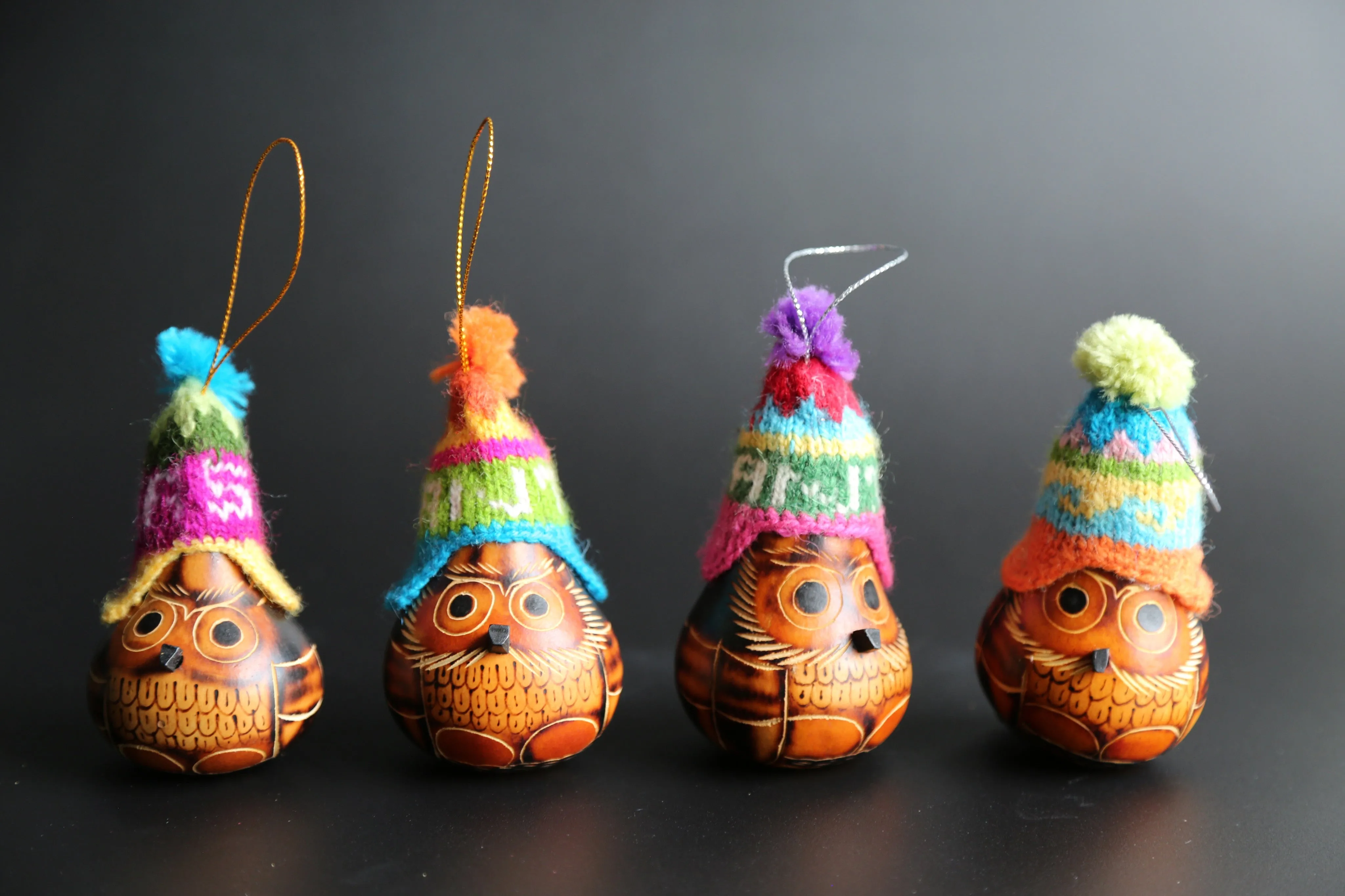 Andean Owl Ornament Gourds