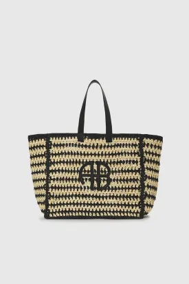 Anine Bing - Large Rio Tote Black and Natural Stripe