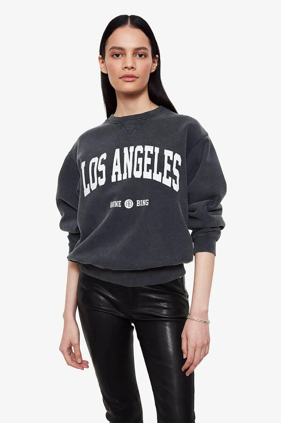 Anine Bing - Ramona Sweatshirt Los Angeles in Washed Black