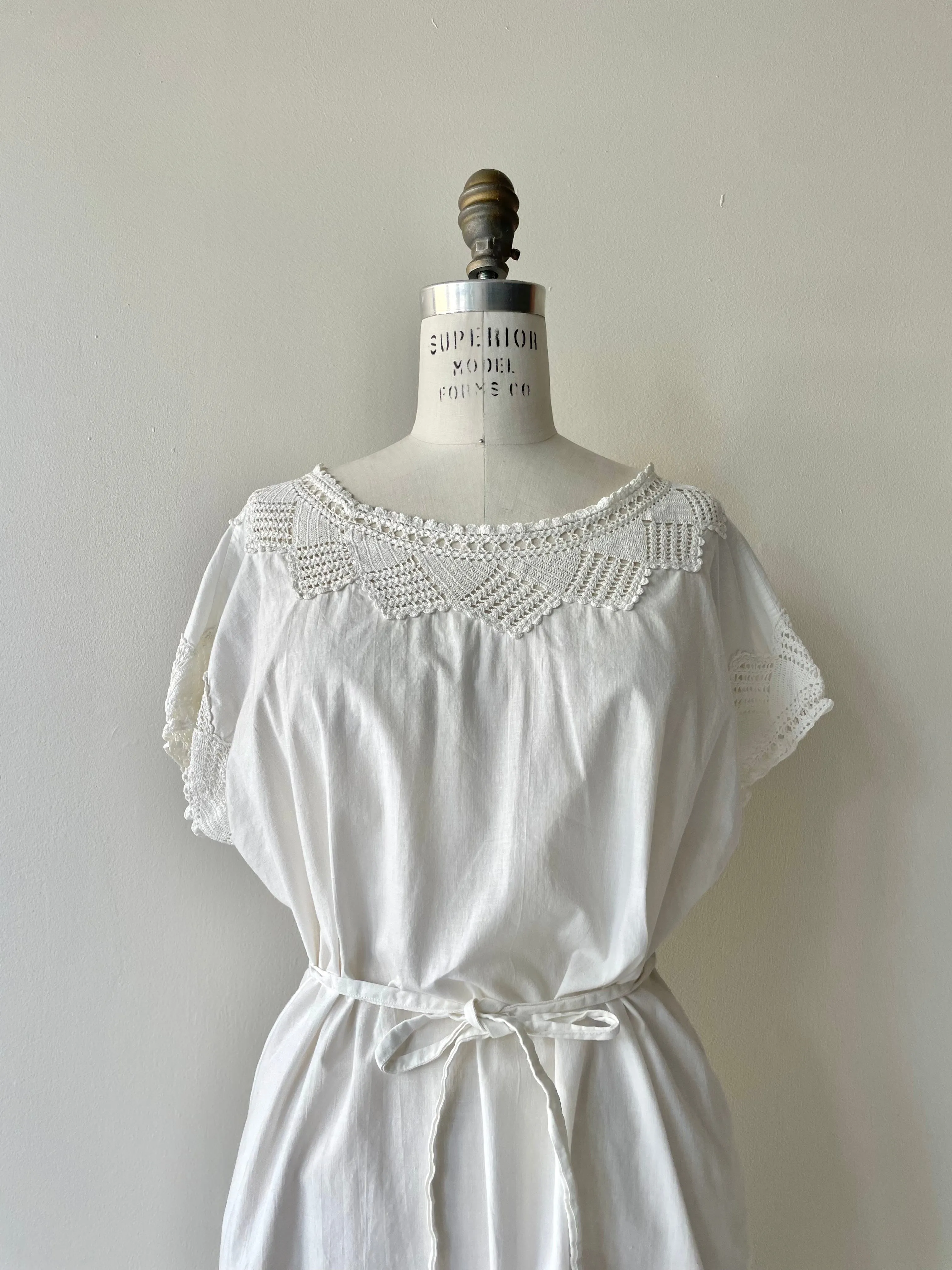 Antique Crochet Collar Nightdress | 1900s