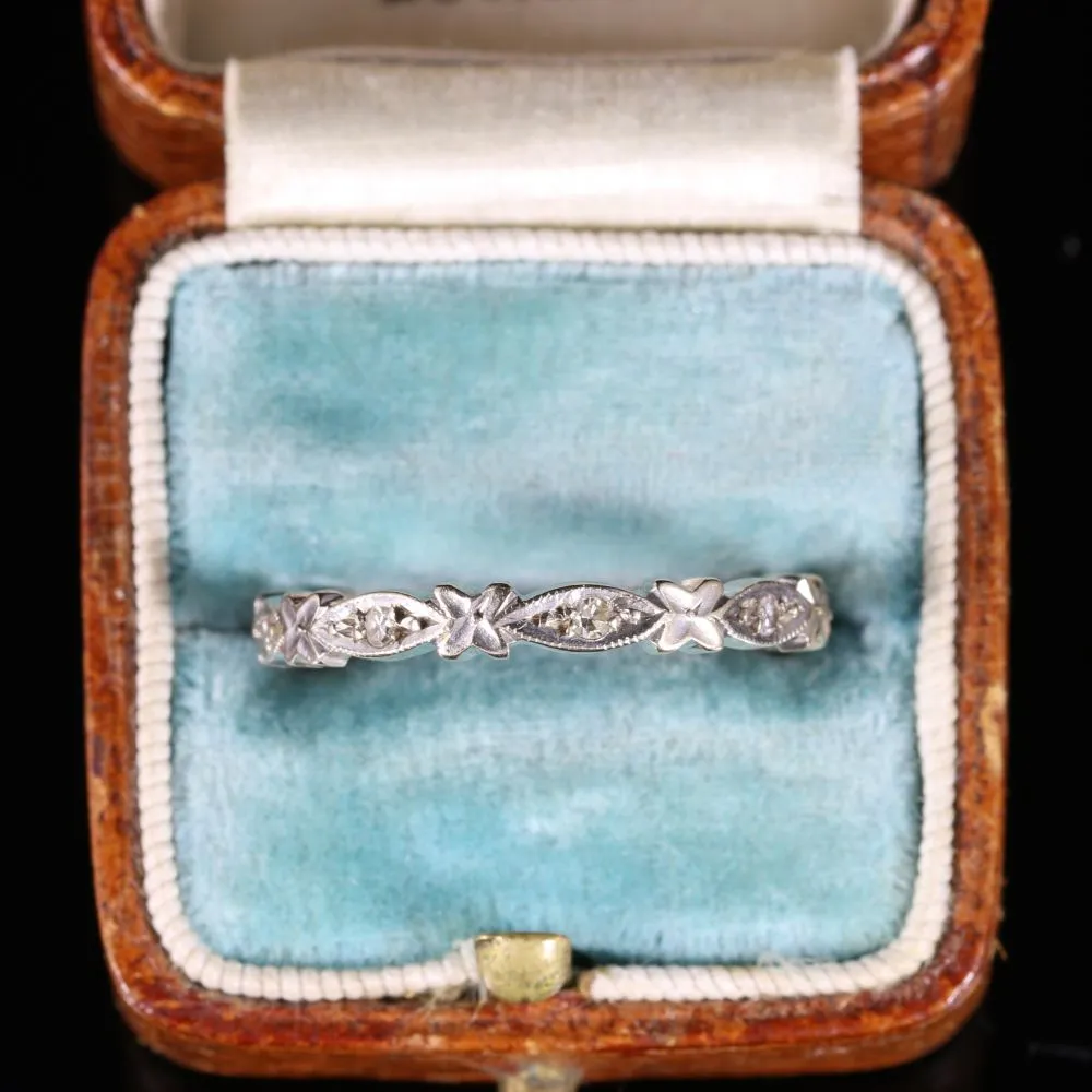 Antique Edwardian Diamond Eternity Ring 18Ct White Gold Circa 1915