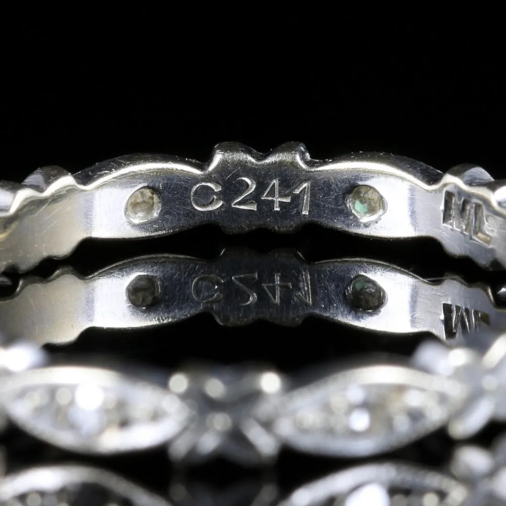 Antique Edwardian Diamond Eternity Ring 18Ct White Gold Circa 1915