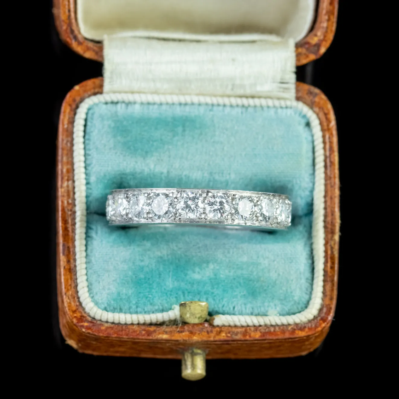 Antique Edwardian Full Eternity Diamond Ring 18Ct White Gold Circa 1910