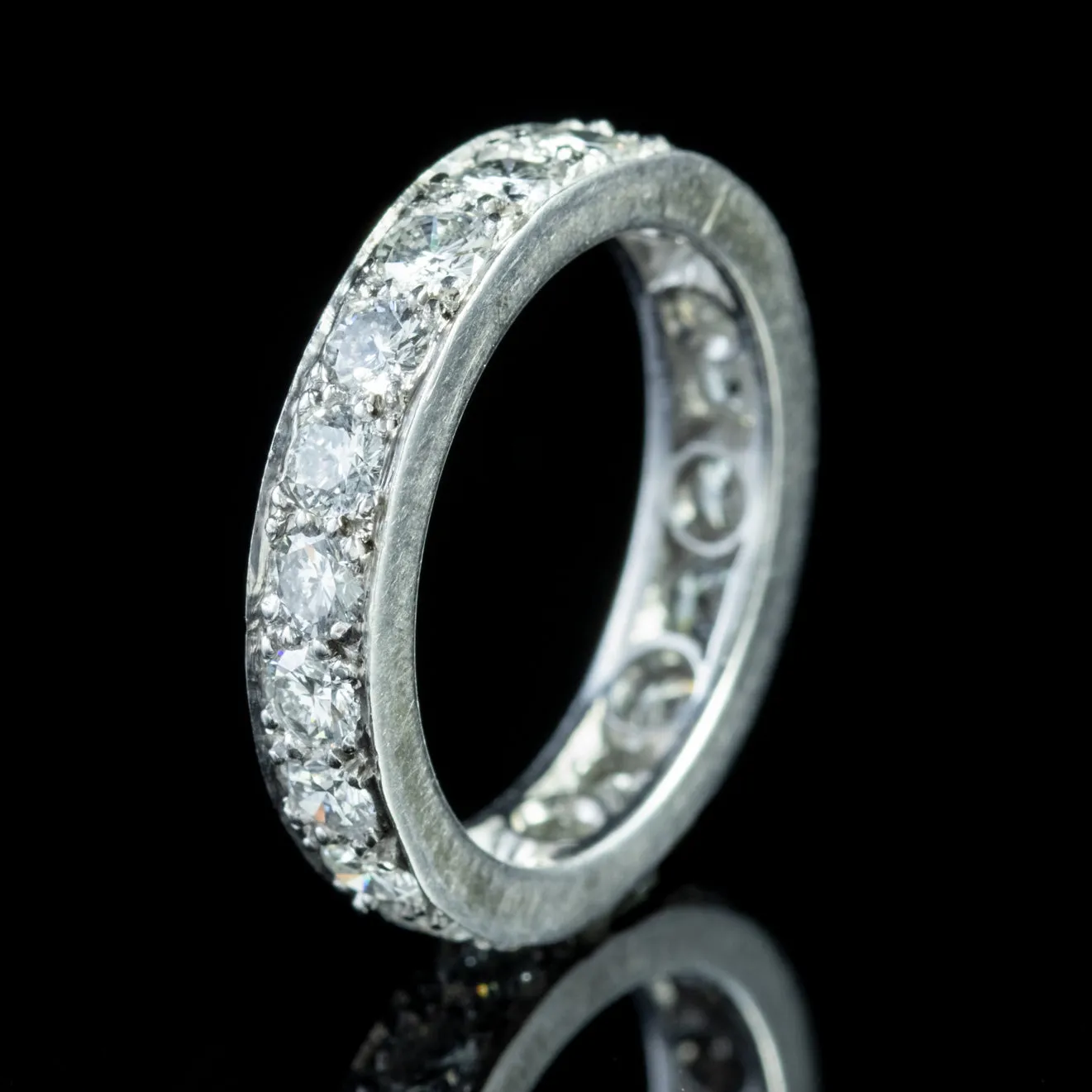 Antique Edwardian Full Eternity Diamond Ring 18Ct White Gold Circa 1910