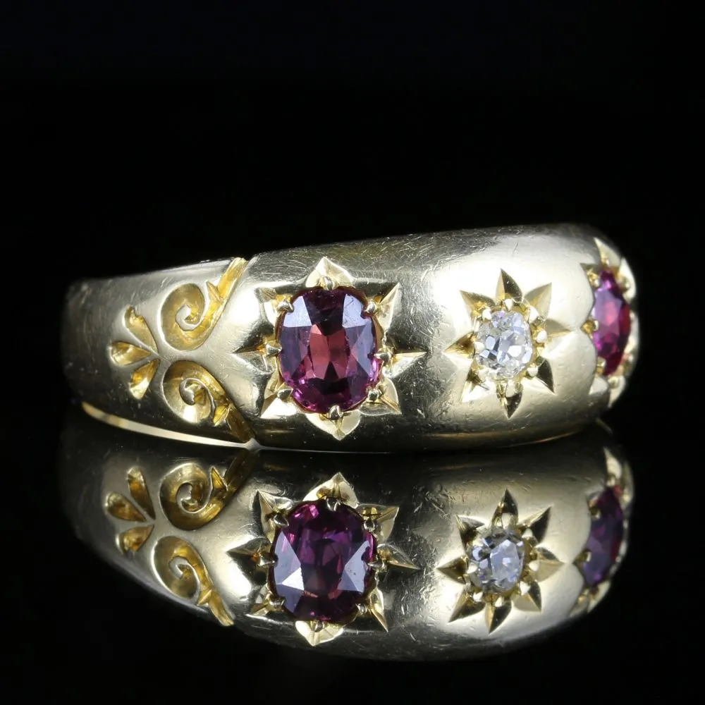 Antique Edwardian Ruby Diamond Ring Dated 1905