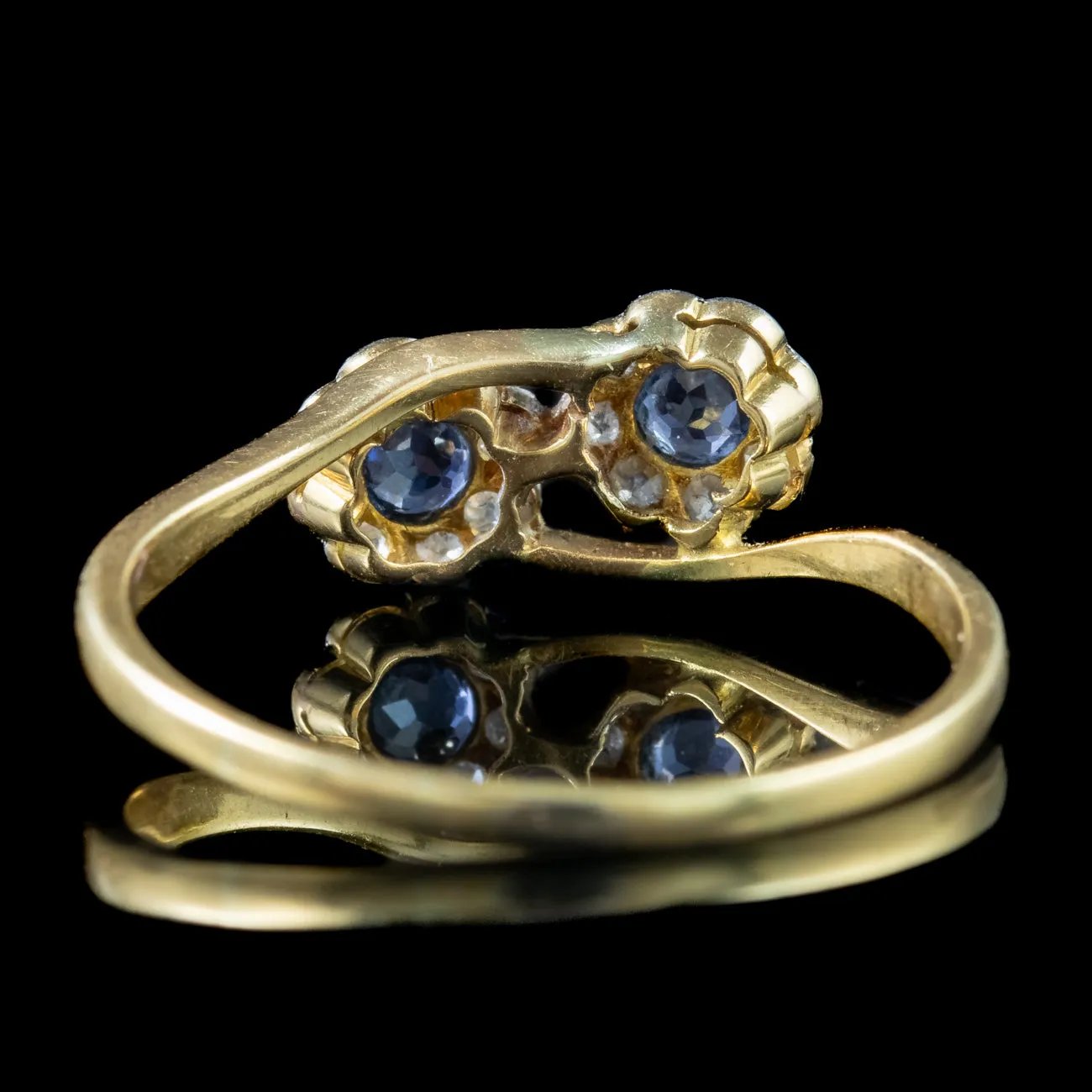 Antique Edwardian Sapphire Diamond Daisy Twist Ring 0.20ct Of Sapphire