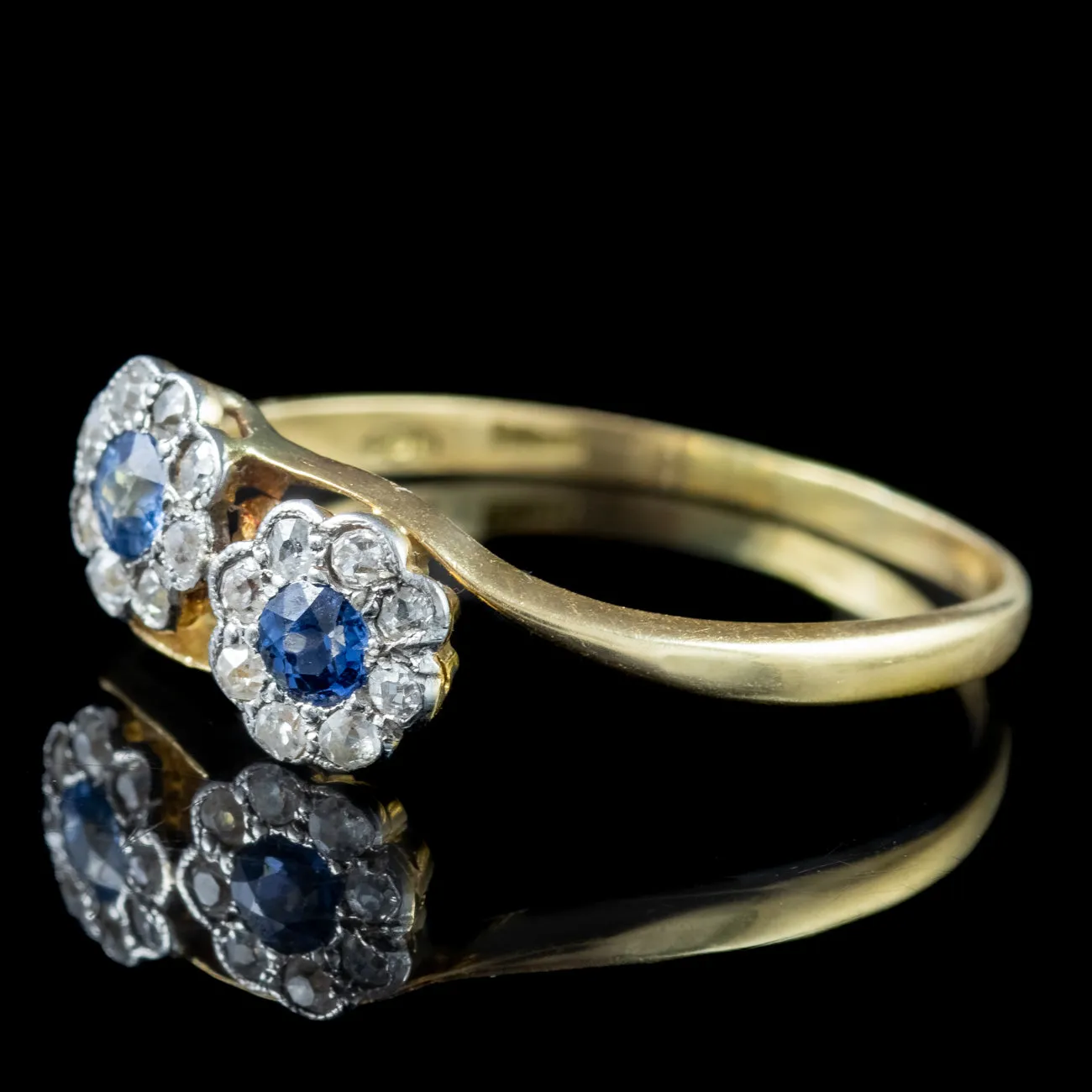 Antique Edwardian Sapphire Diamond Daisy Twist Ring 0.20ct Of Sapphire