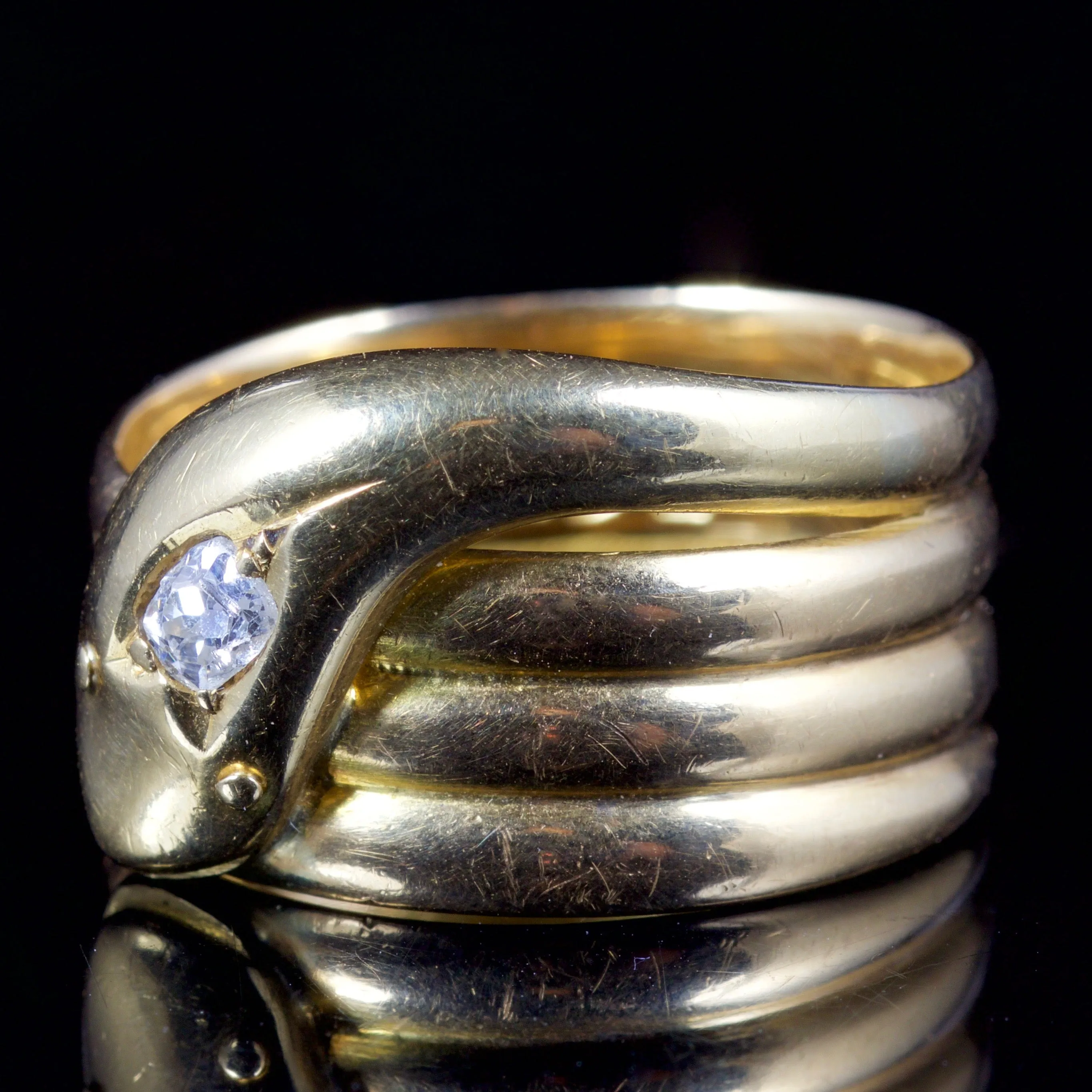 Antique Edwardian Snake Diamond Ring 18Ct Gold Dated 1917