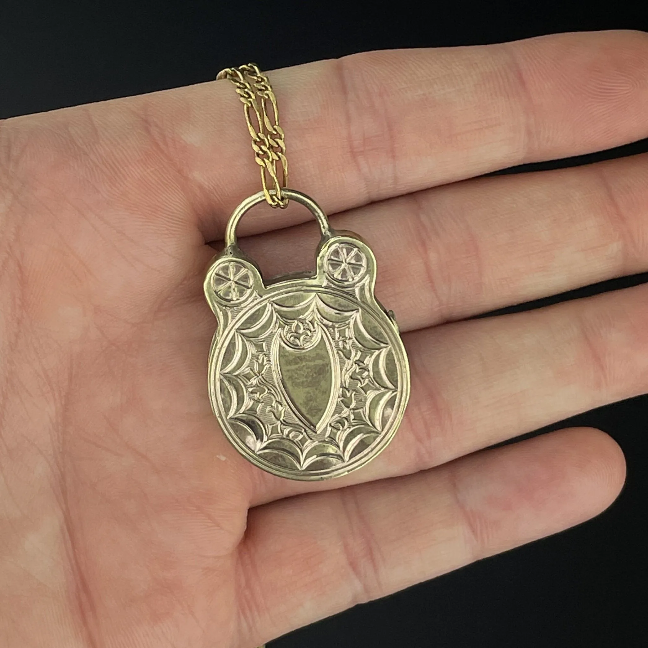 Antique Engraved Gold Fill Edwardian Locket Necklace