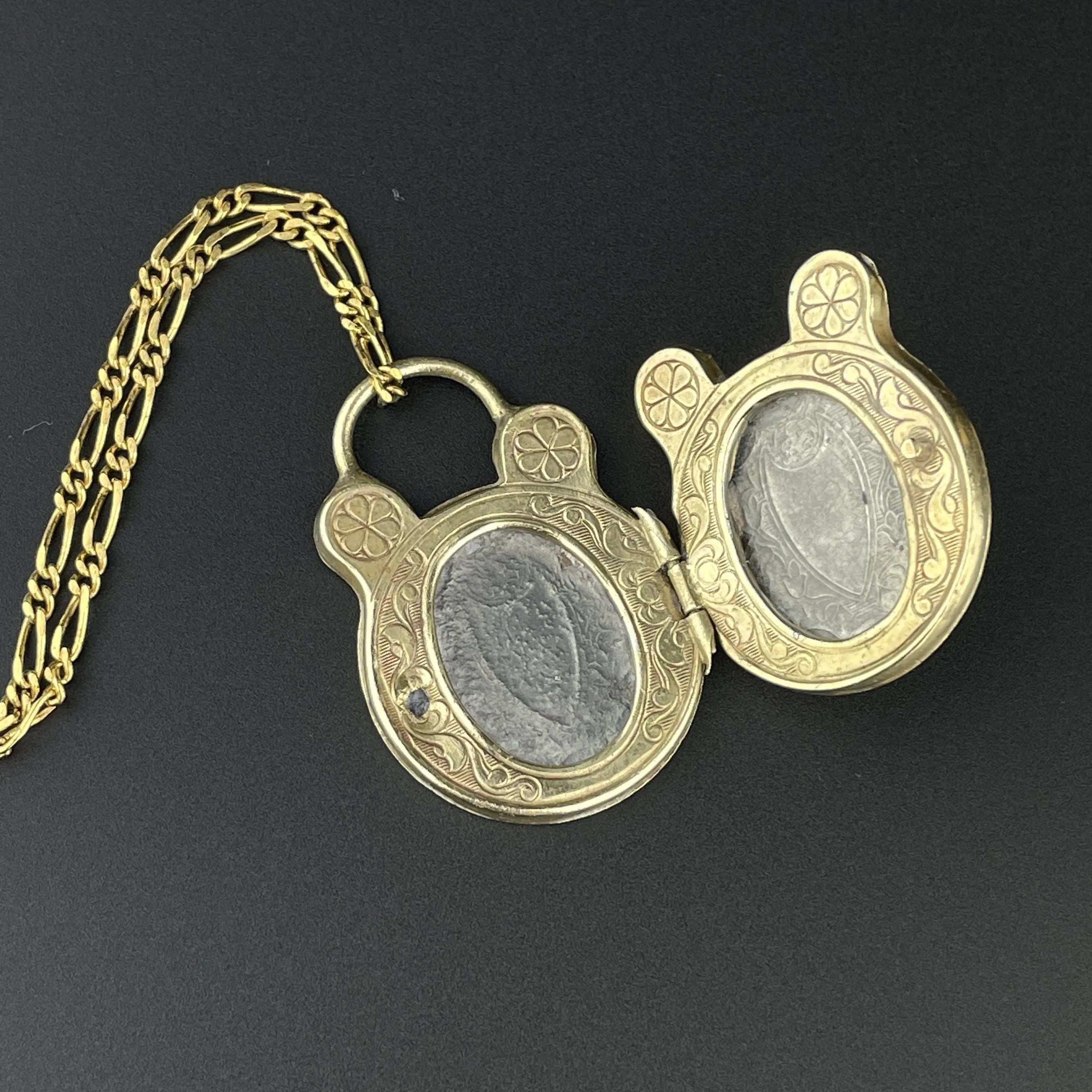 Antique Engraved Gold Fill Edwardian Locket Necklace