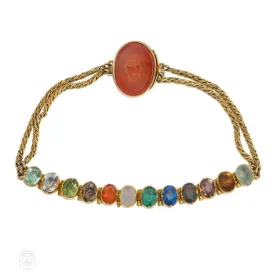 Antique gold and gemstone specimen bracelet