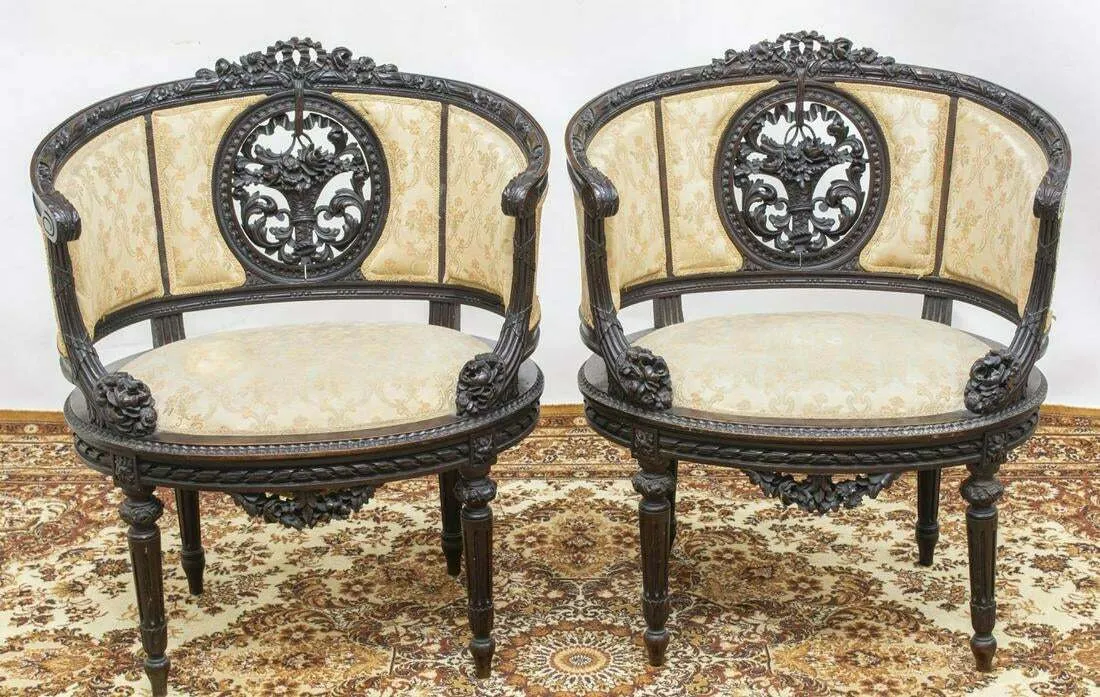 Antique Salon Set, Settee, 6 Chairs, Louis XVI Style, 1800's, Gorgeous Set!!