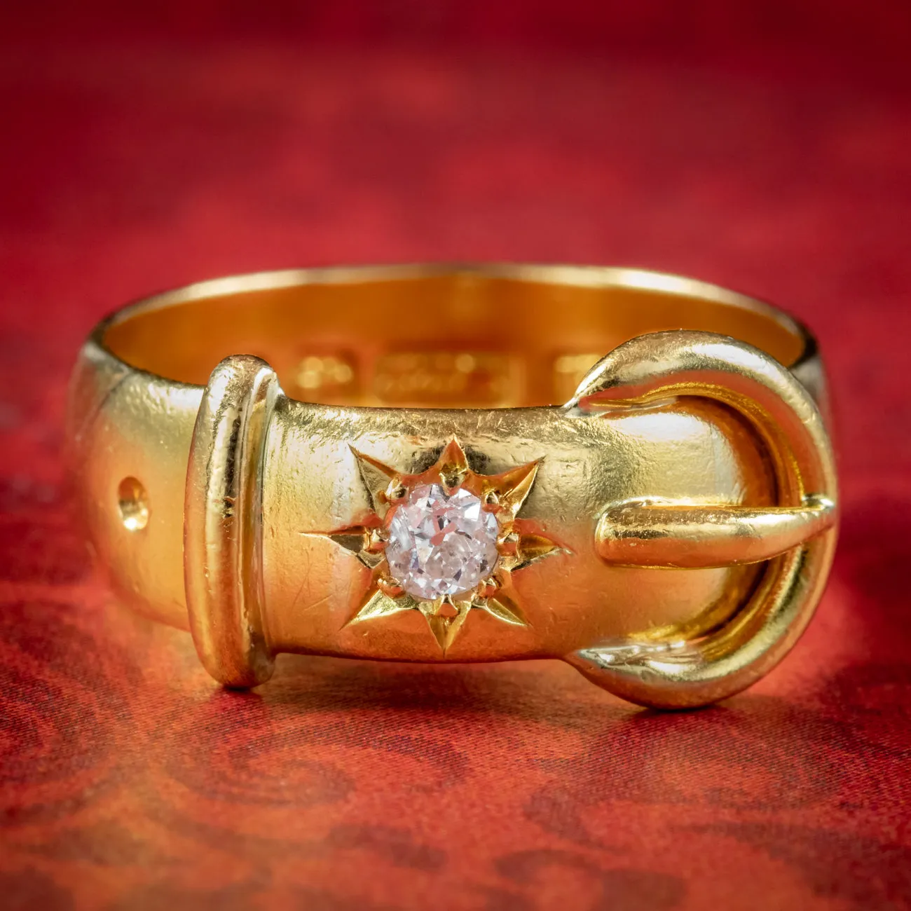 Antique Victorian Diamond Buckle Ring 22ct Gold Dated 1896