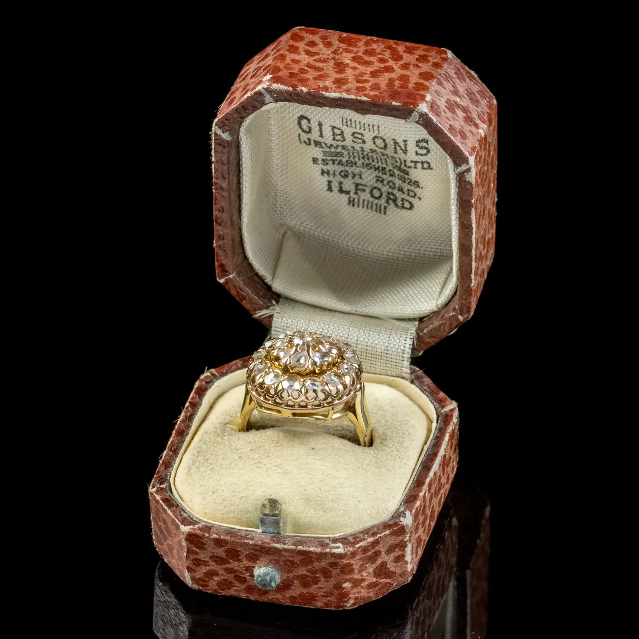 Antique Victorian Rose Cut Diamond Cluster Ring 2.50ct Of Diamond With Box