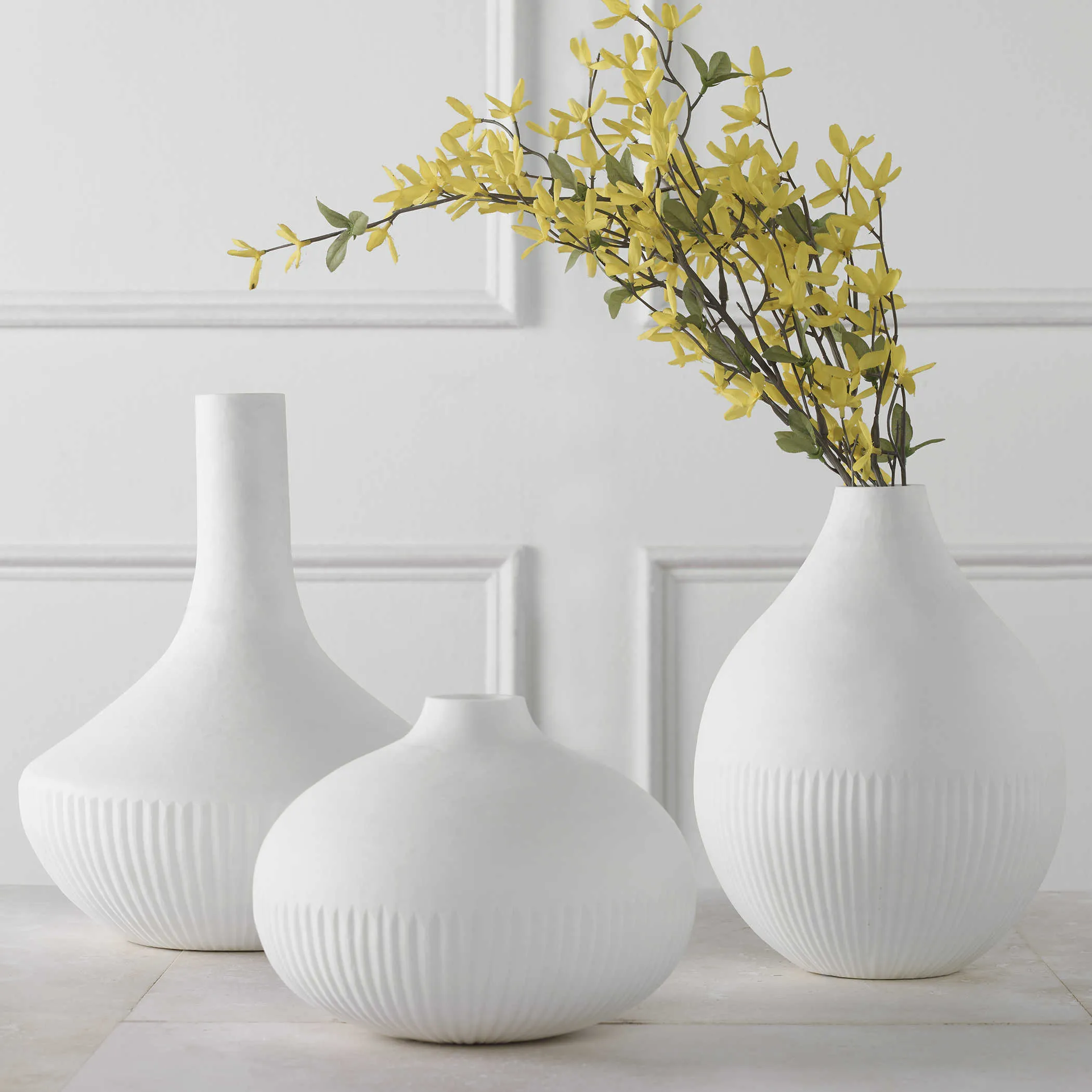 Apothecary Satin White Vases, Set of 3