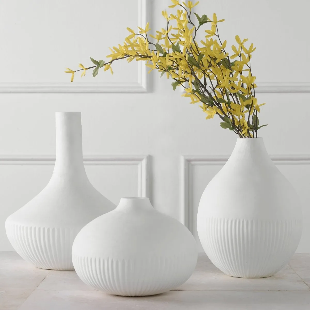 Apothecary Satin White Vases, Set/3