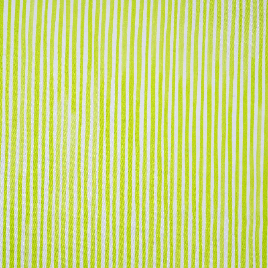 Apple Green & White Striped Pure Silk Twill