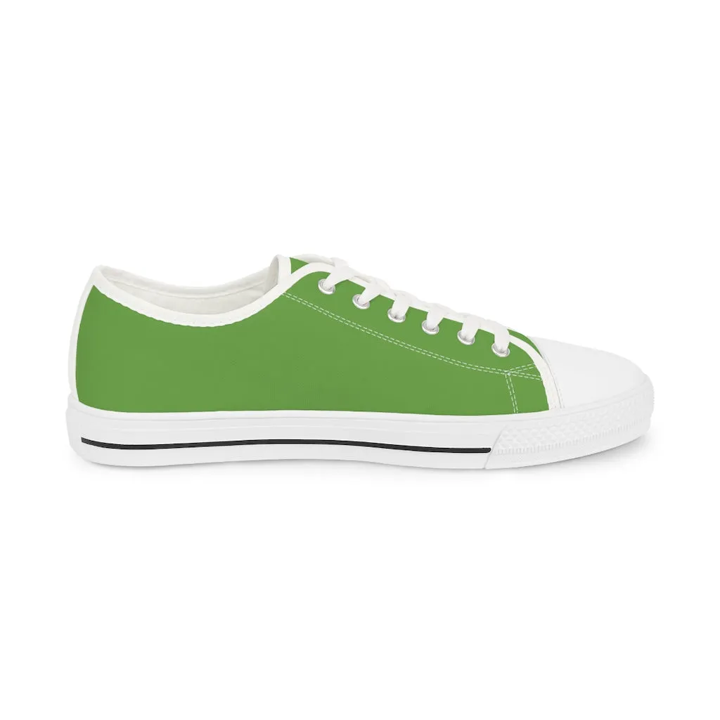 Apple Green Color Men's Sneakers, Best Solid Green Color Men's Low Top Sneakers Tennis Canvas Shoes (US Size: 5-14)