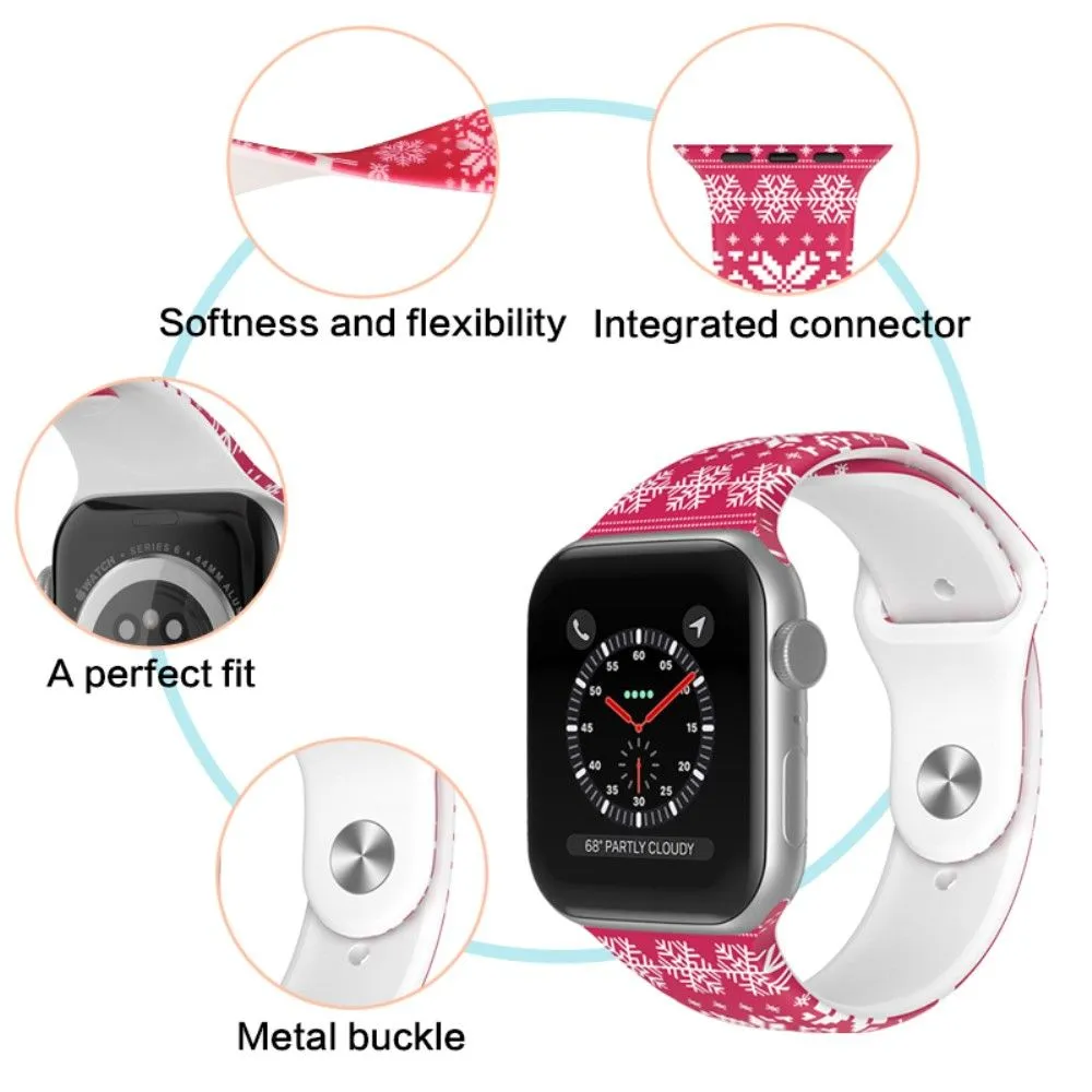 Apple Watch (45mm) christmas pattern silicone watch strap - Christmas Reindeer / Size: S