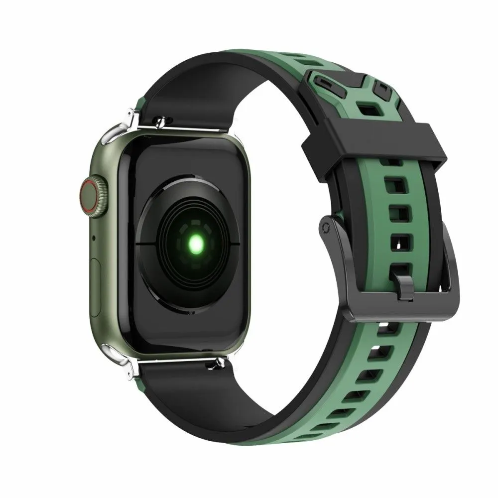 Apple Watch (45mm) color splice silicone watch strap - Army Green / Black