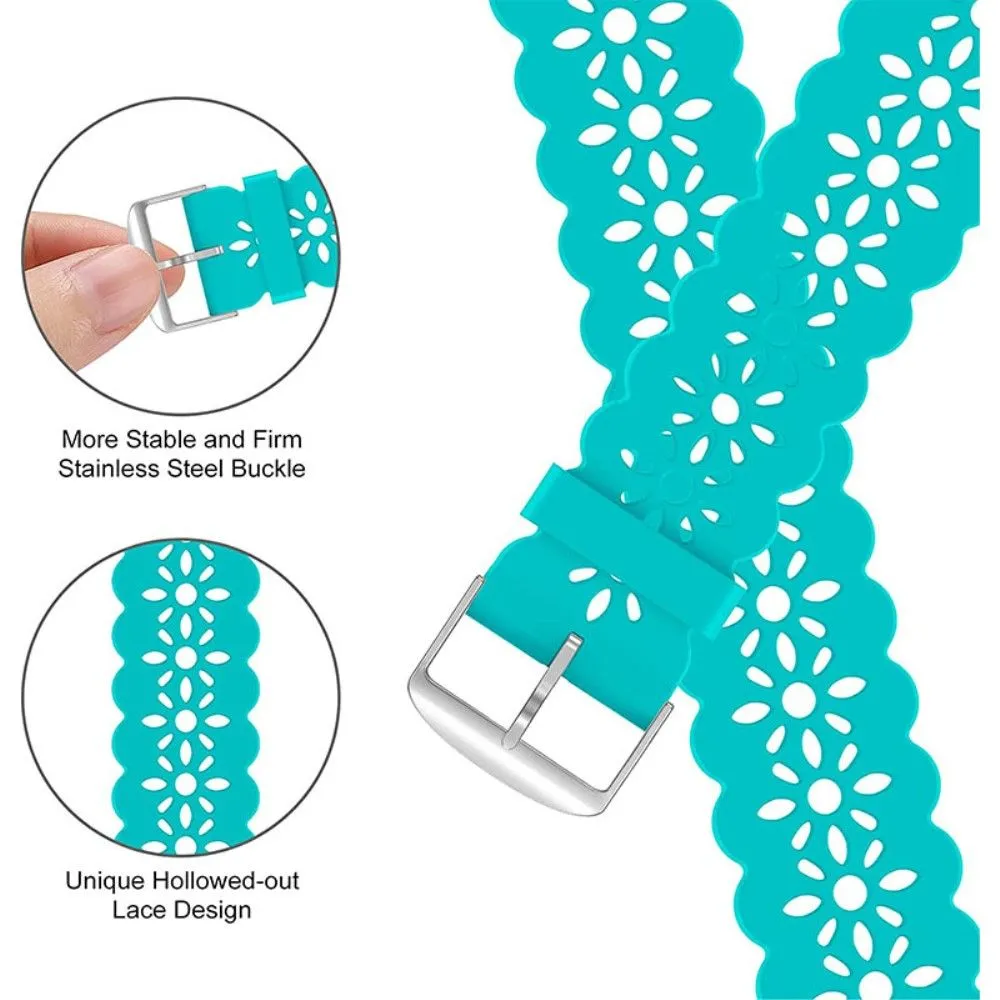 Apple Watch (45mm) stylish blossom silicone watch strap - Cyan