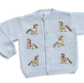 Applique Pony Cardigan -- Blue