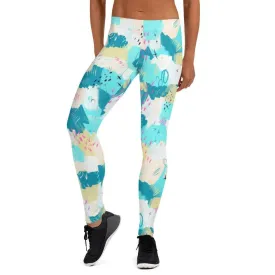 Aqua Abstract Women's Mid-Rise Leggings