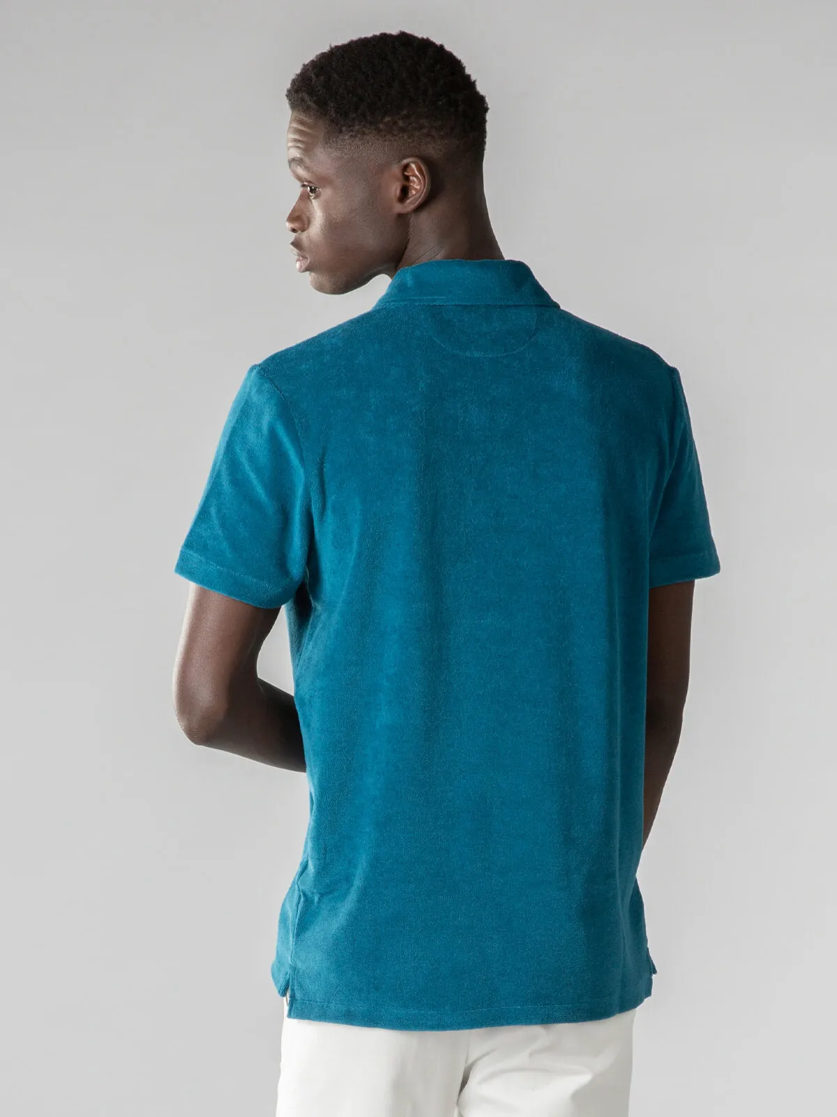 Aquamarine Terry Towelling Polo Shirt